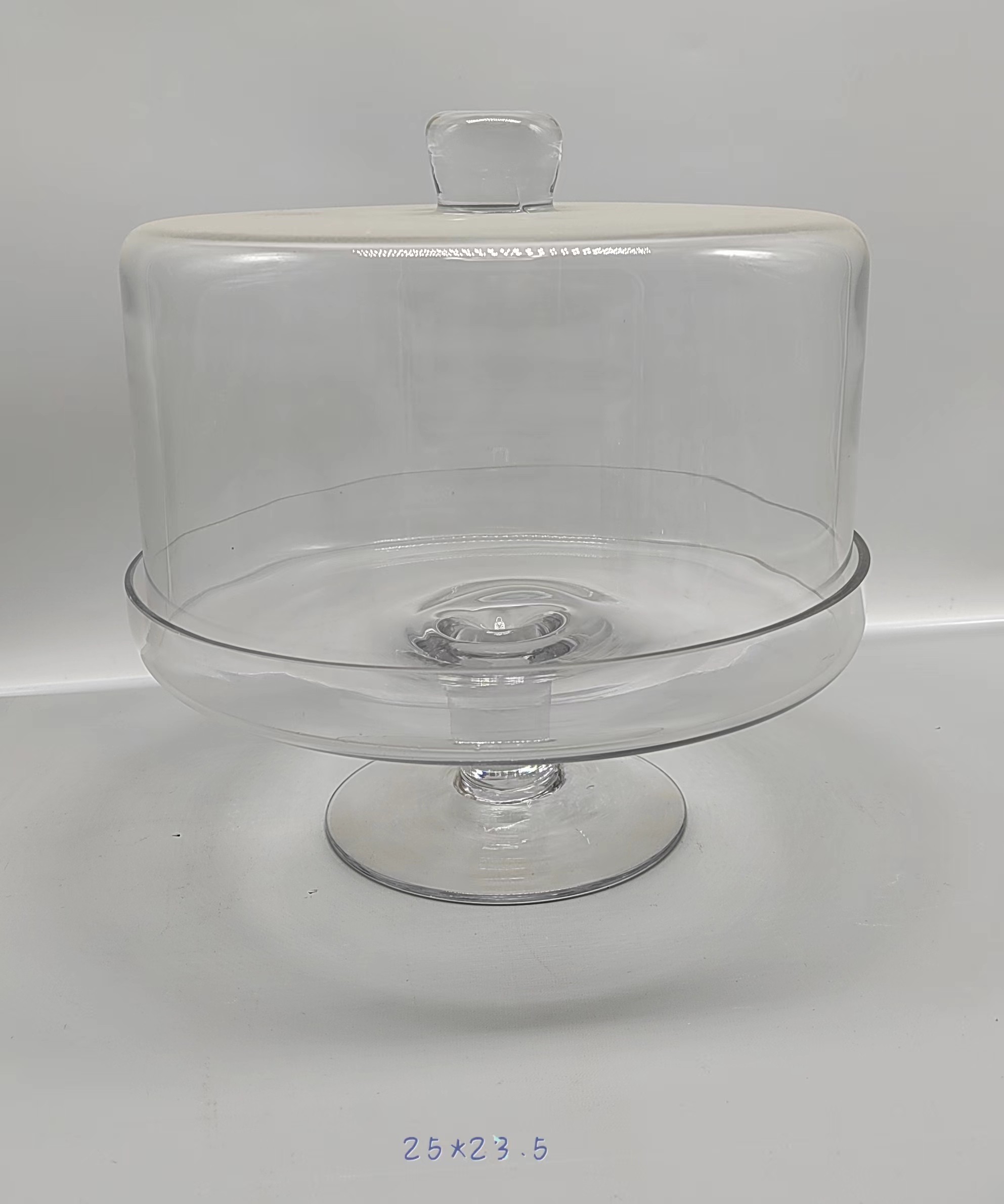 Clear glass cake cover and glass base hand-made/M