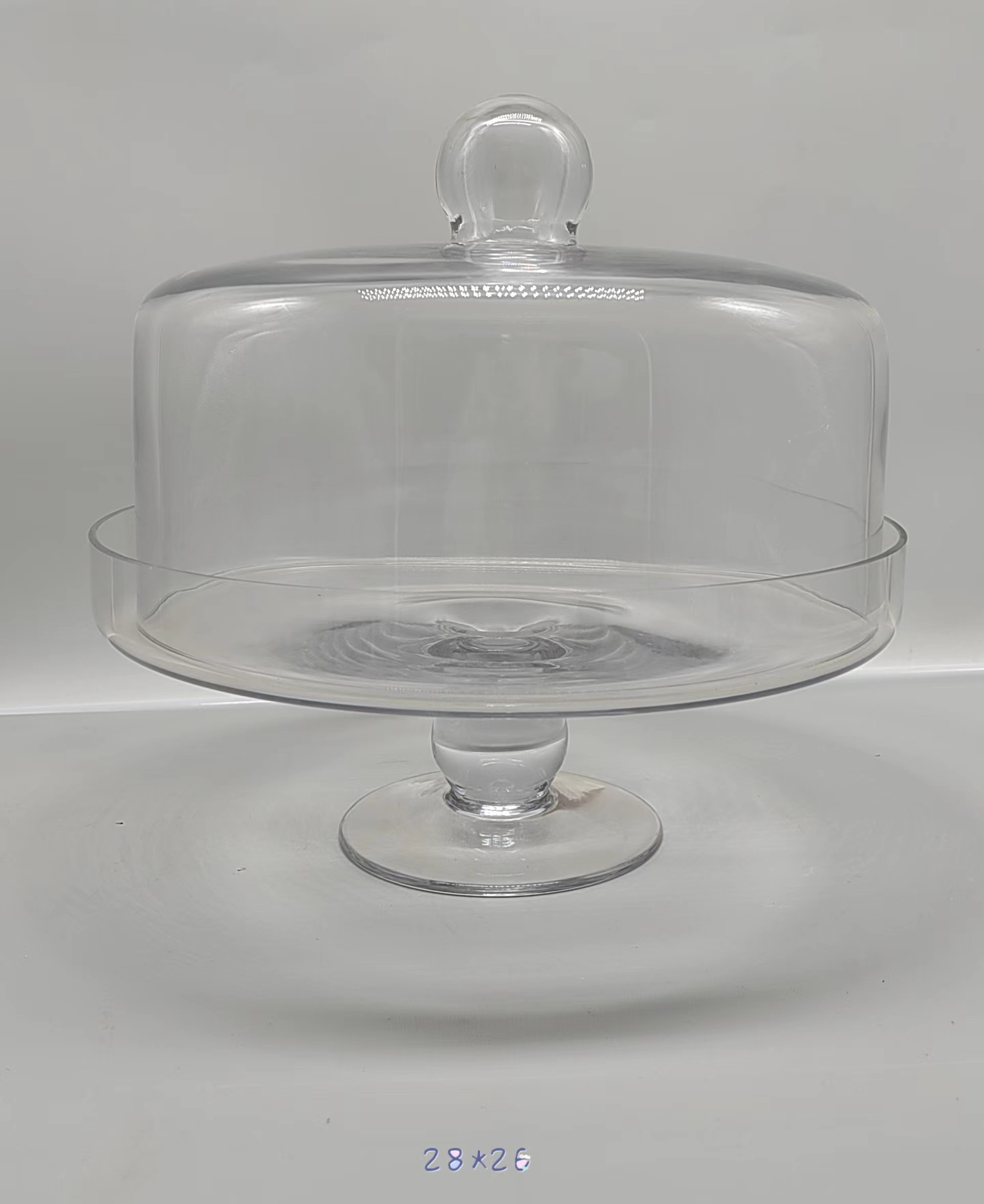 Clear glass cake cover and glass base hand-made/L