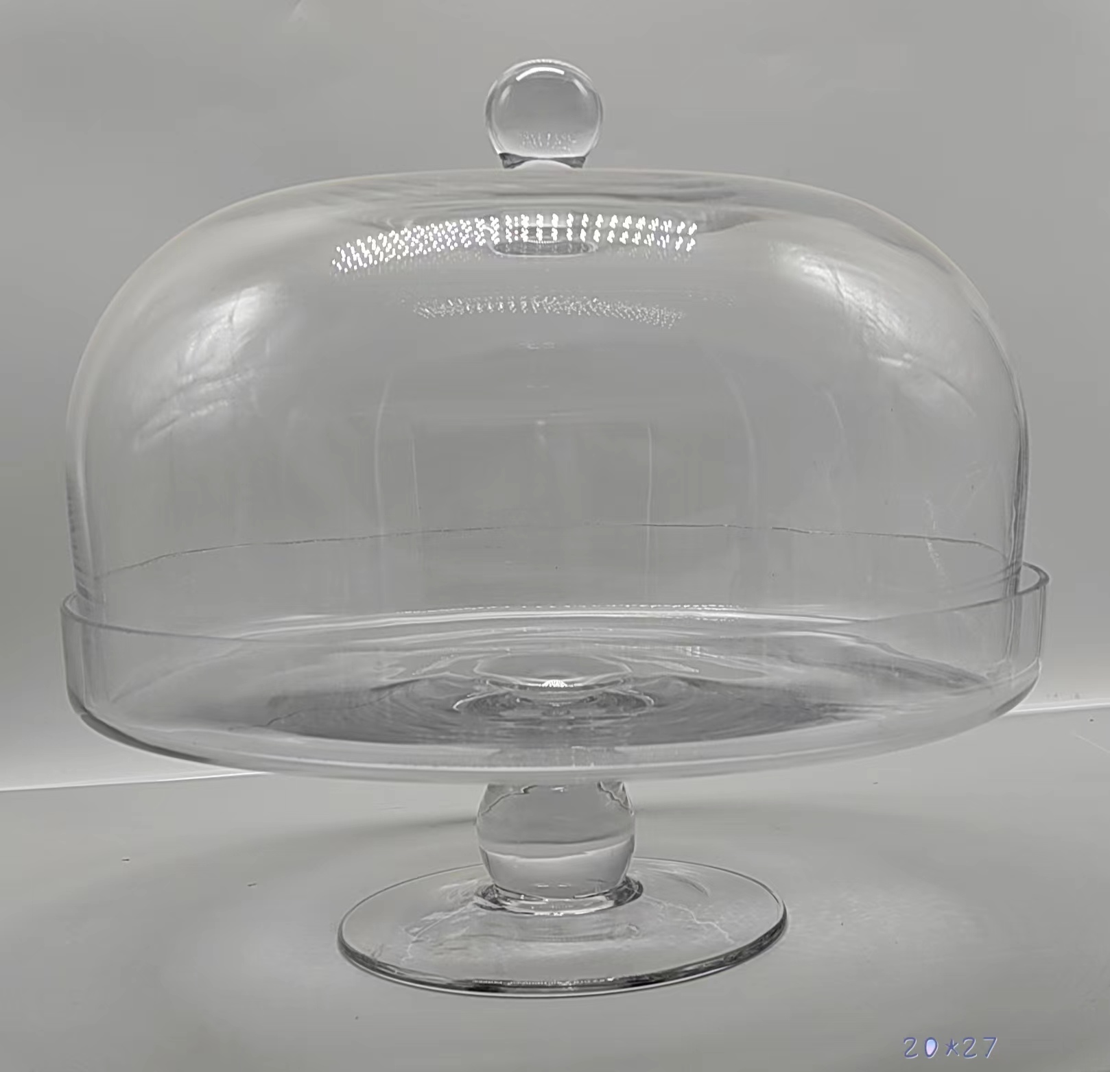Clear glass cake cover and glass base hand-made/S