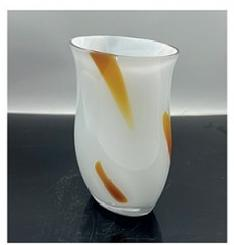 Glass vase in white and yellow primary color 