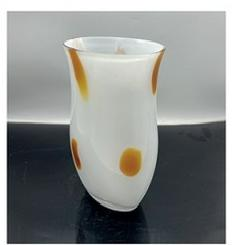 Glass vase in white and yellow primary color 