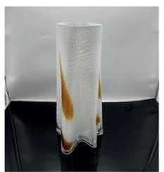 Glass vase in white and yellow primary color /L