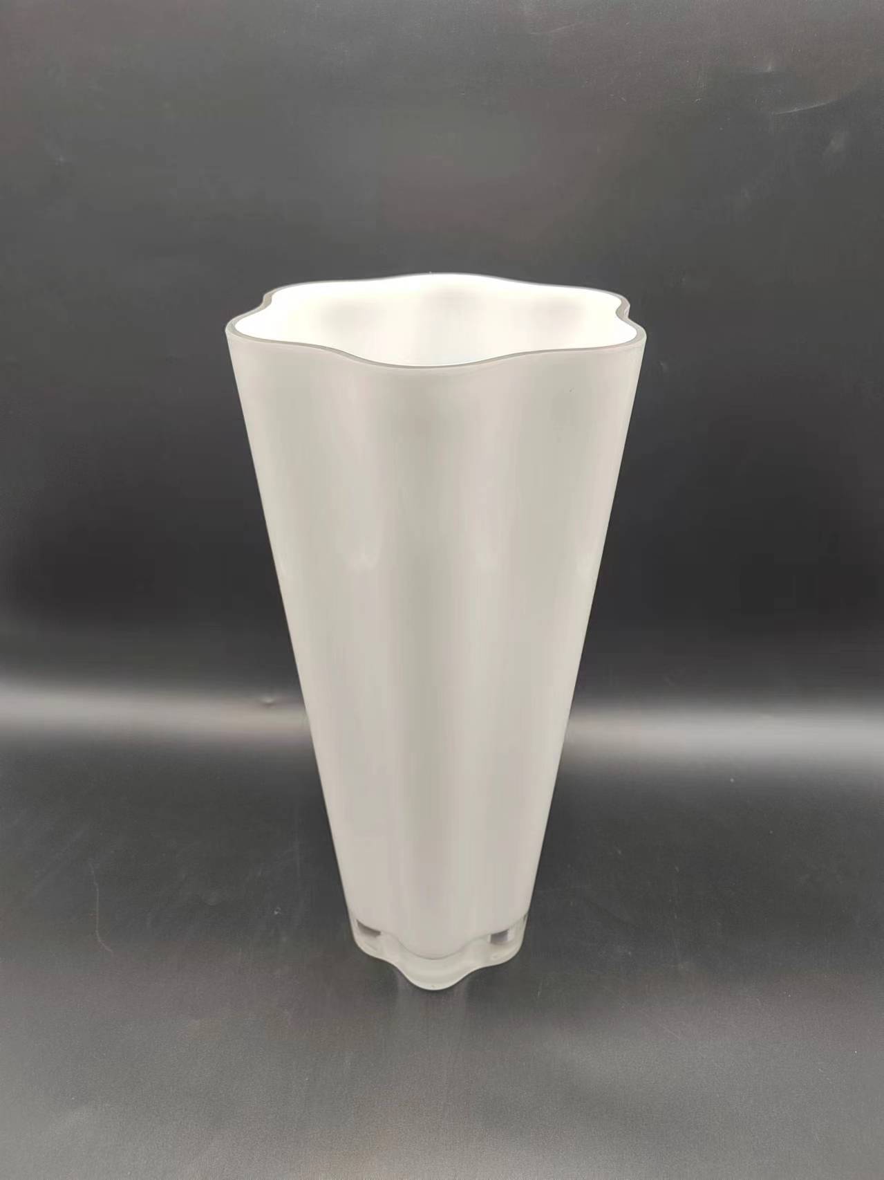 Glass vase in white primary color hand-made