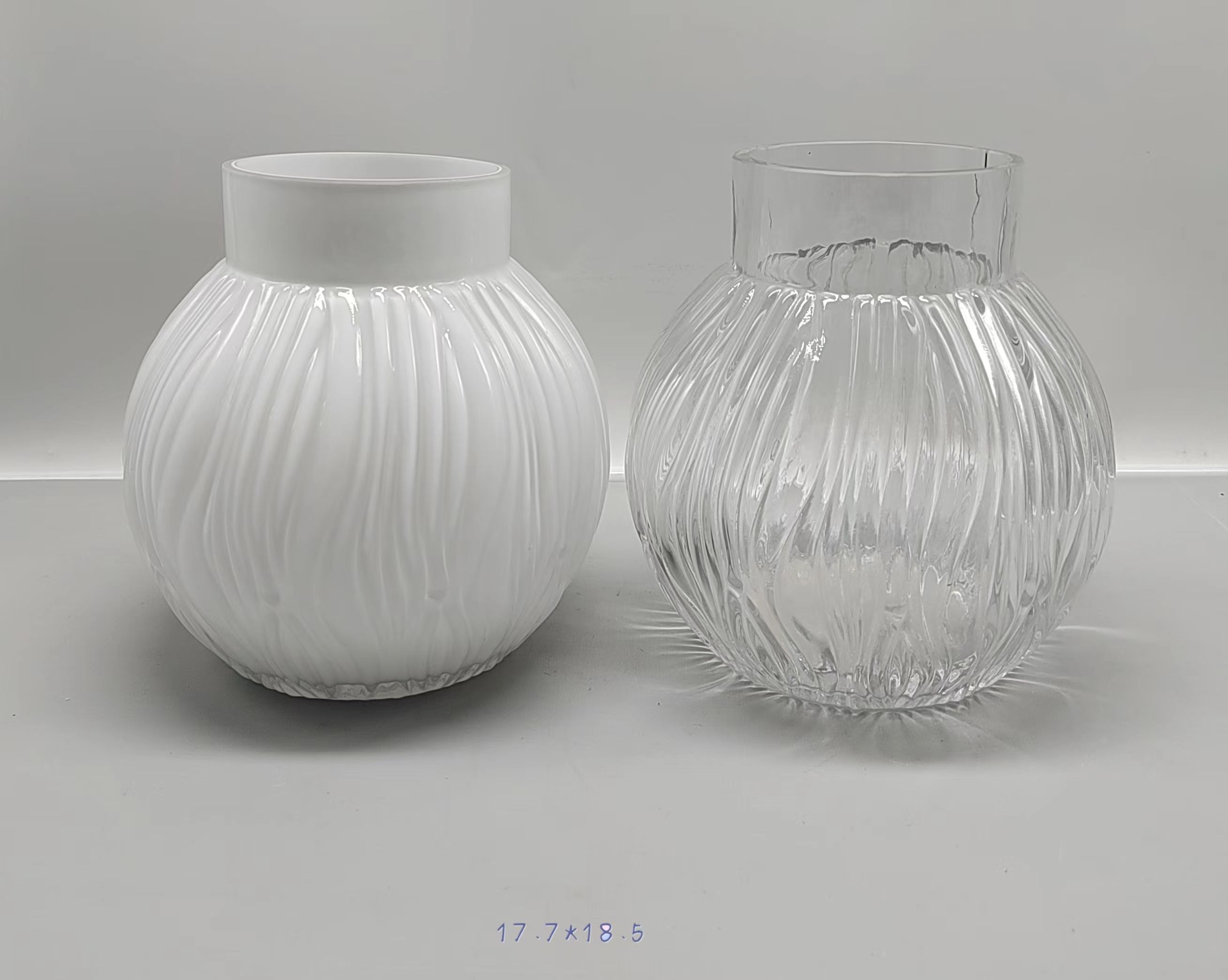 Glass vase in white primary color