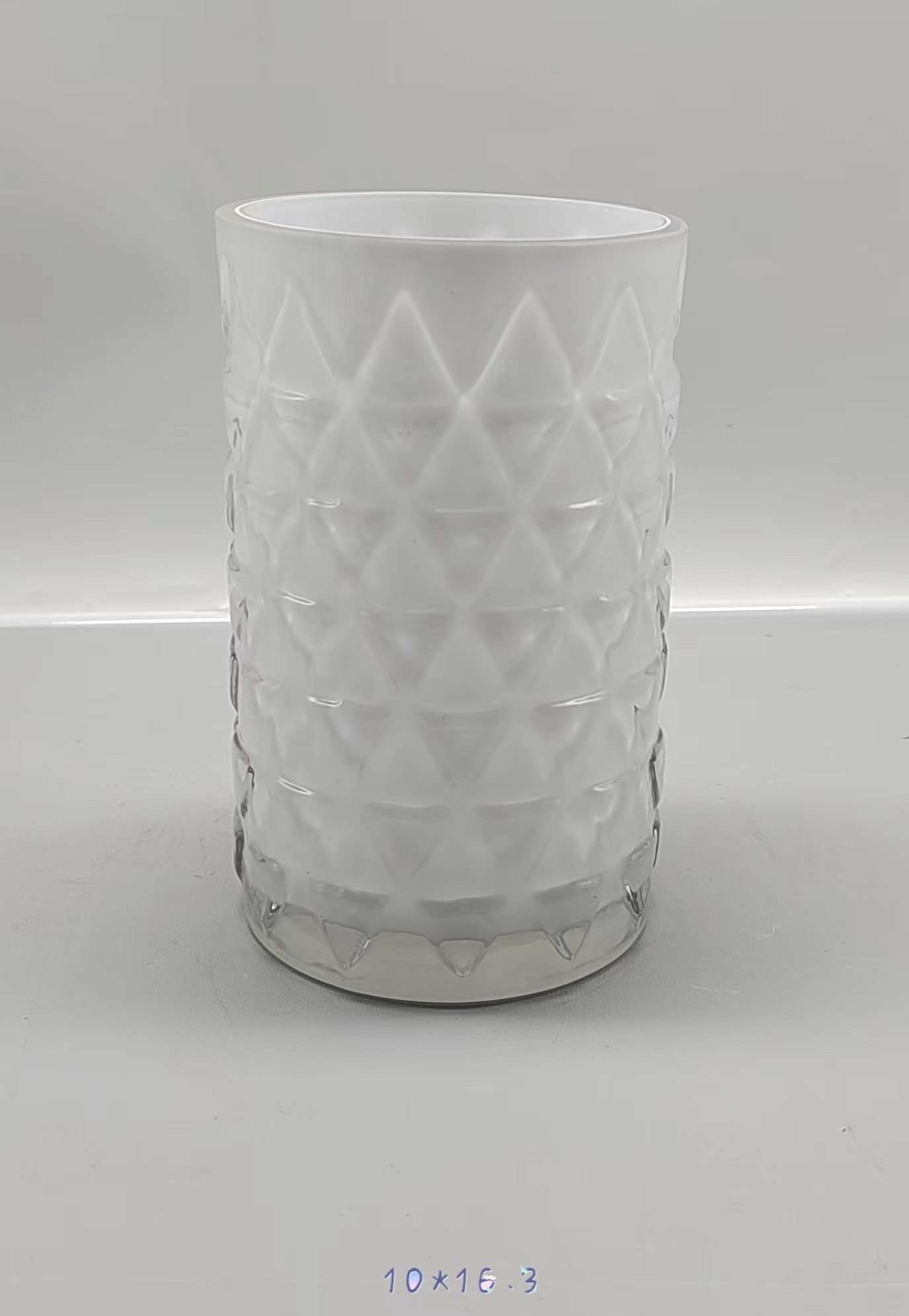 Glass vase in white primary color hand-made
