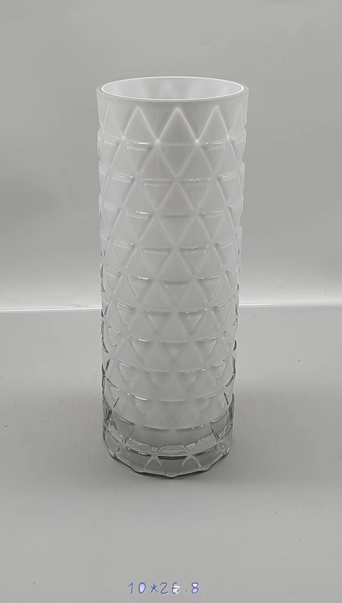 Glass vase in white primary color hand-made