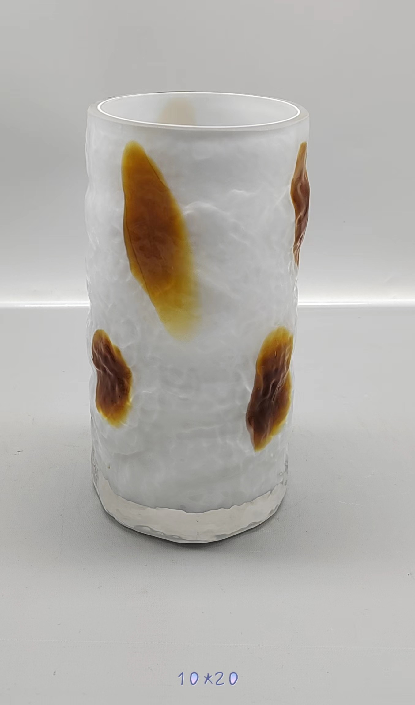 Glass vase in white and yellow primary color /S