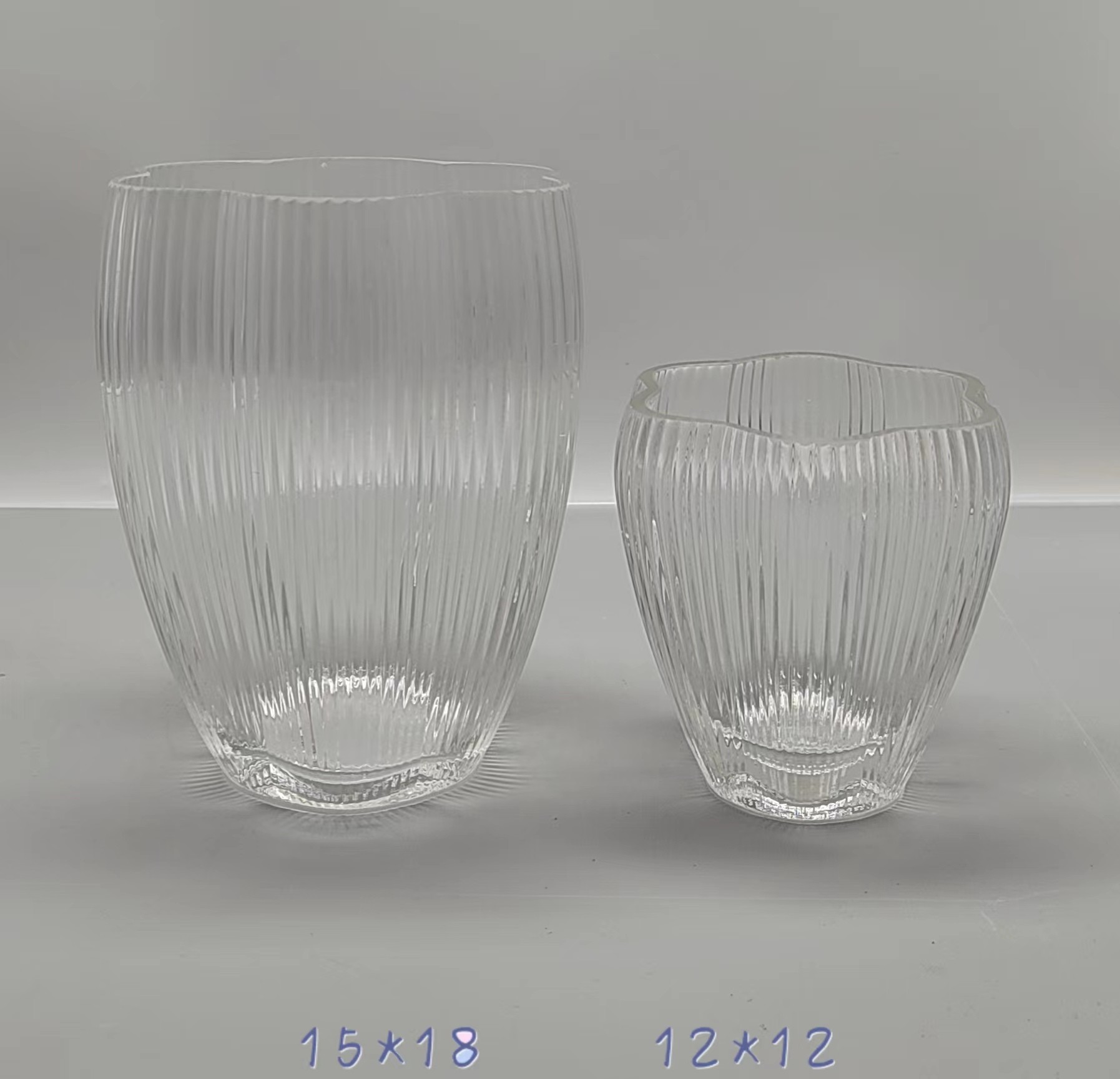 A group of clear glass vase made-hand