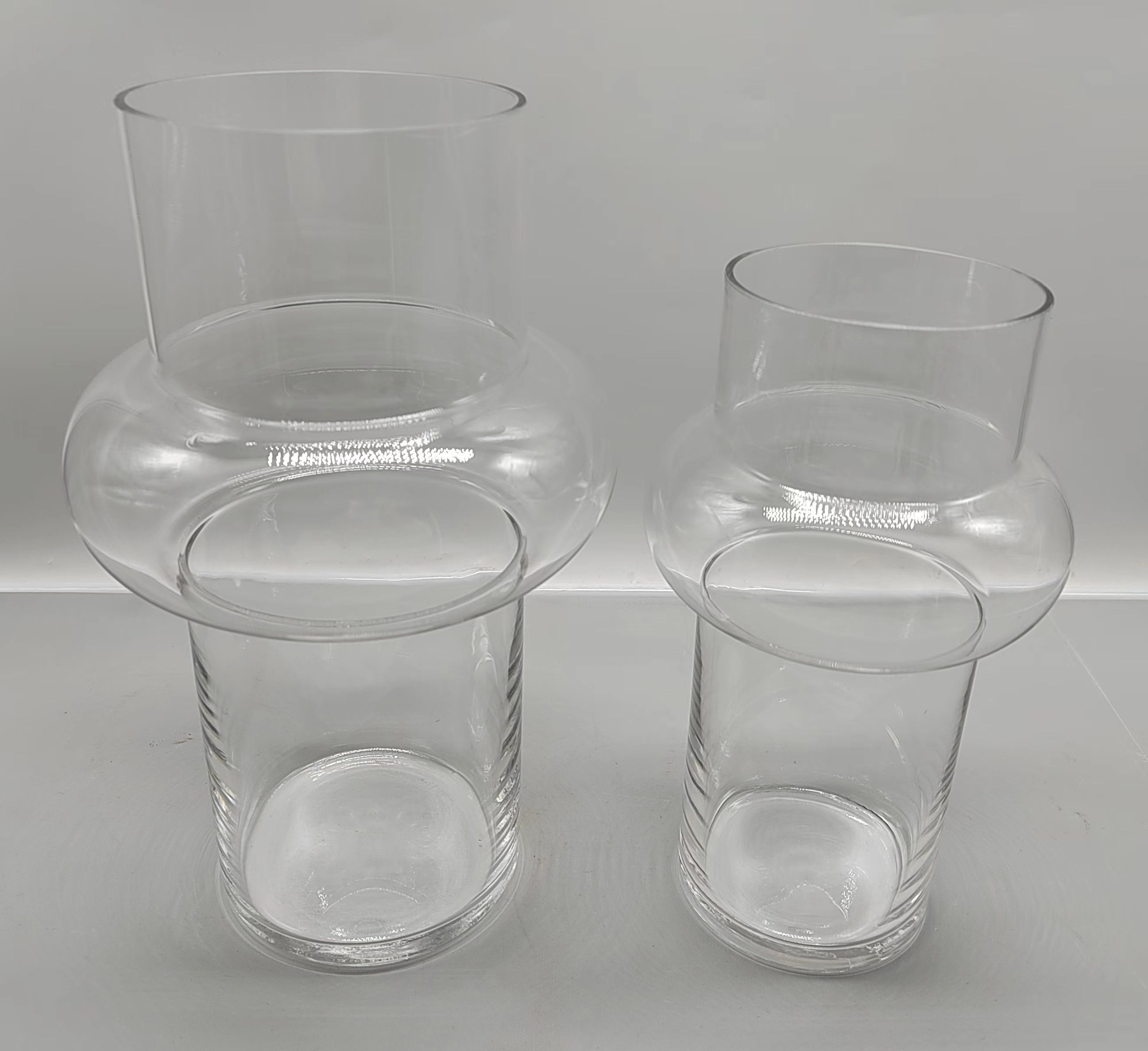 A group of clear glass vase made-hand