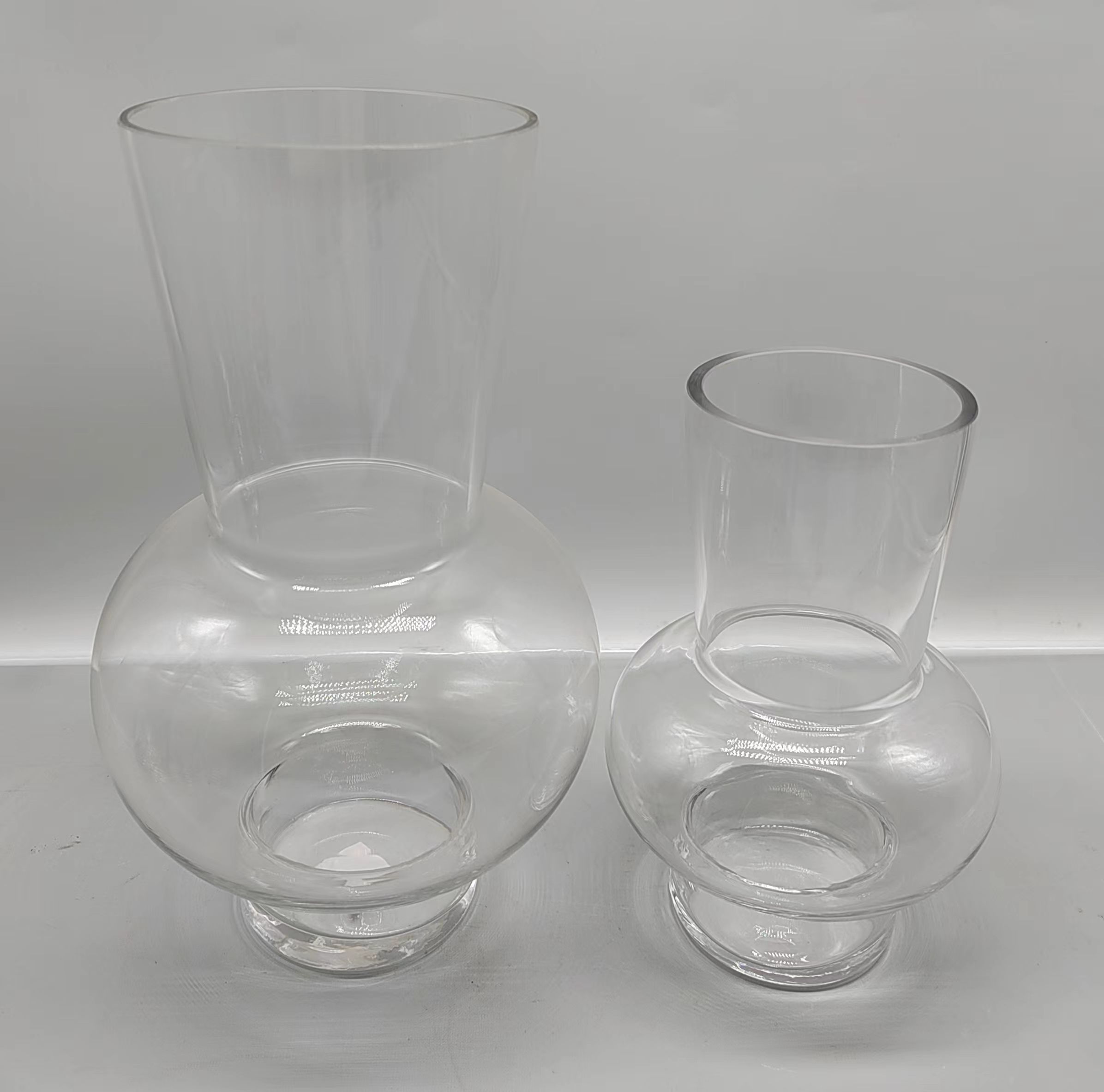 A group of clear glass vase made-hand