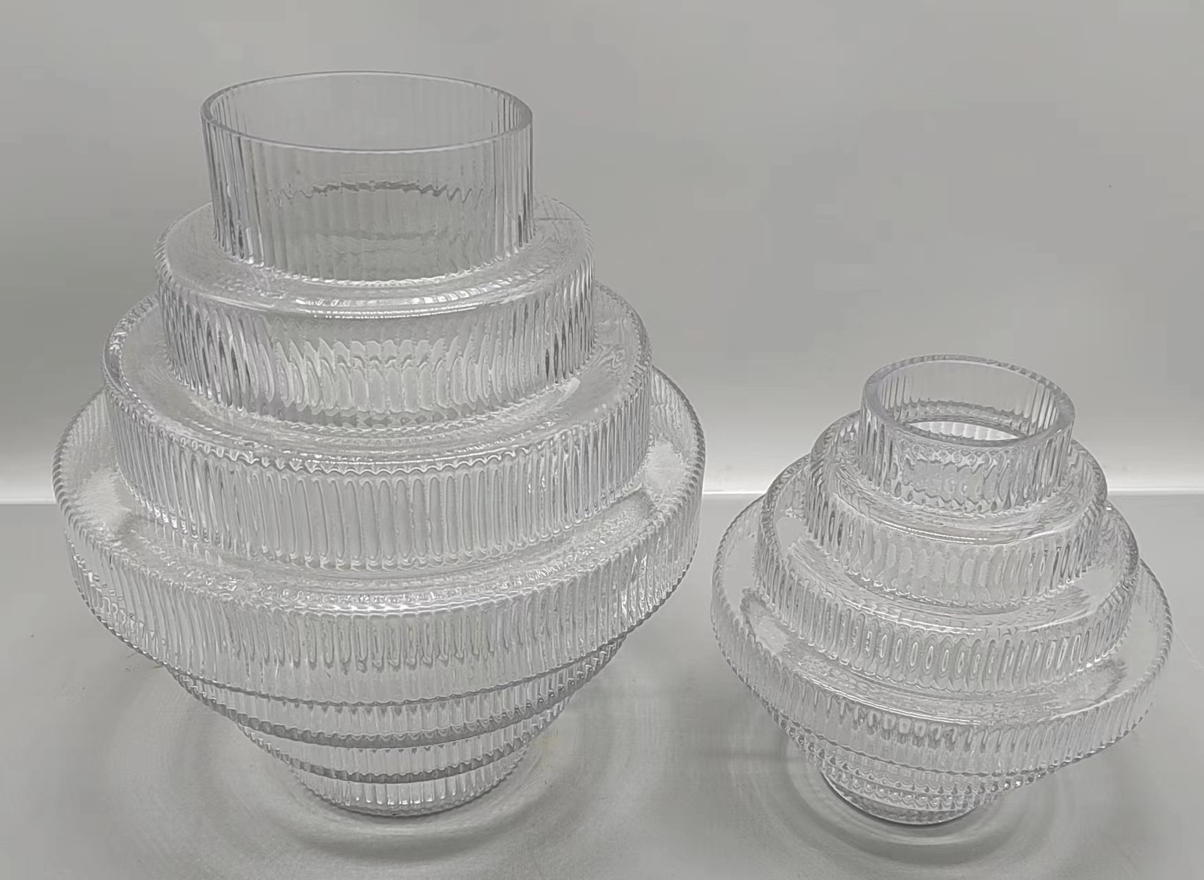 A group of clear glass vase made-hand
