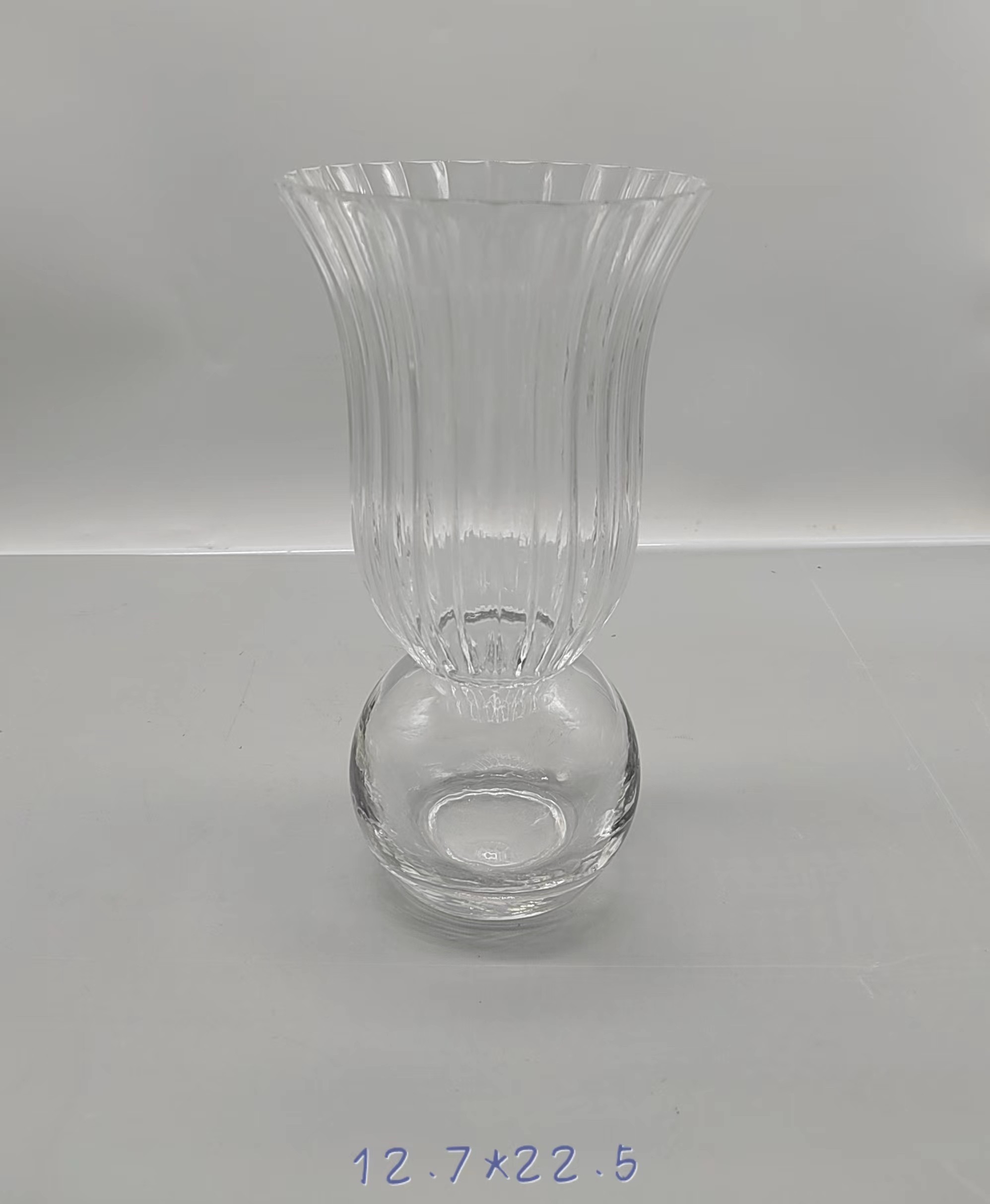 Clear glass vase made by hands