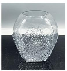Clear glass vase  with dot made by hands