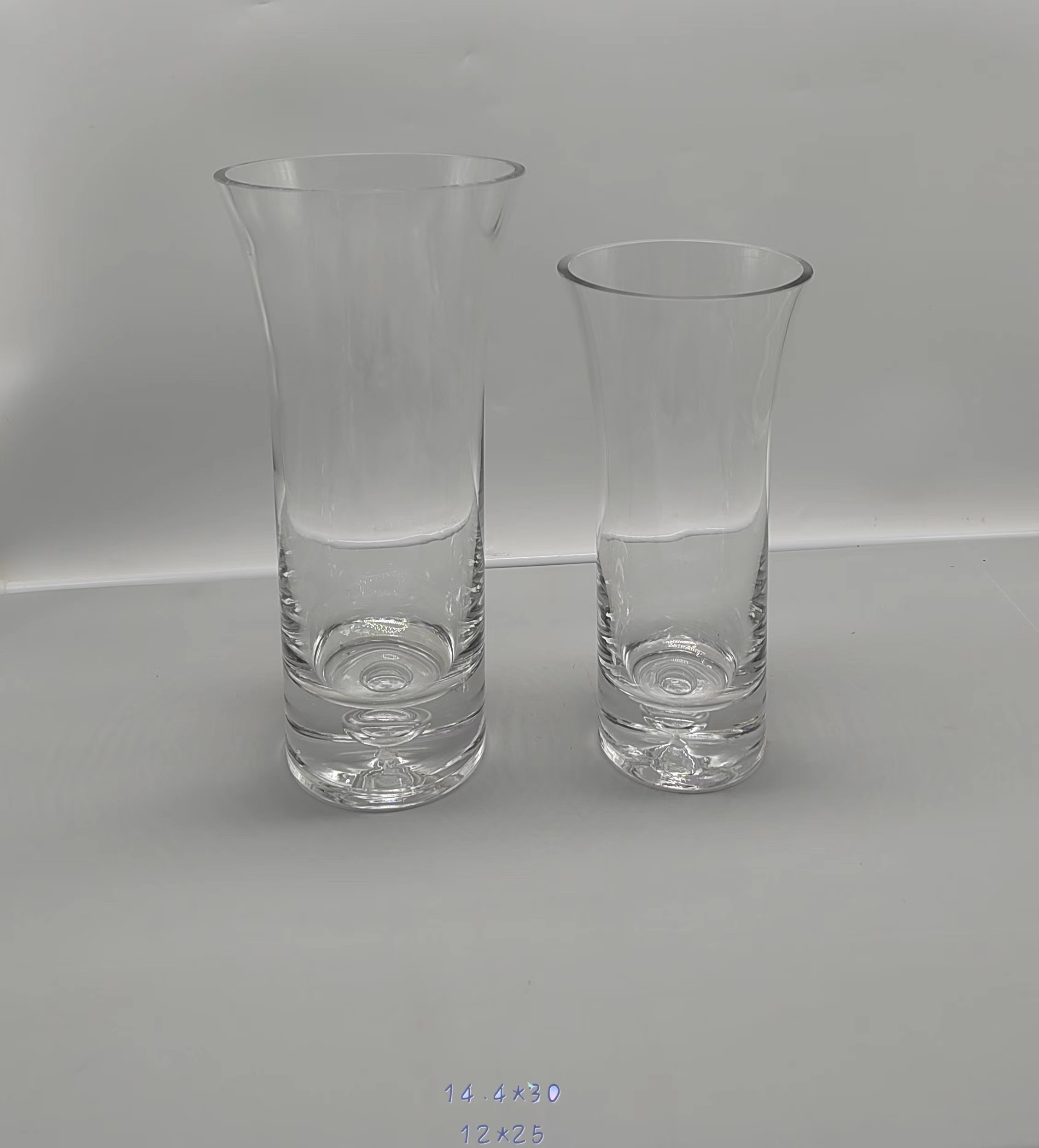 A group of clear glass vase made-hand