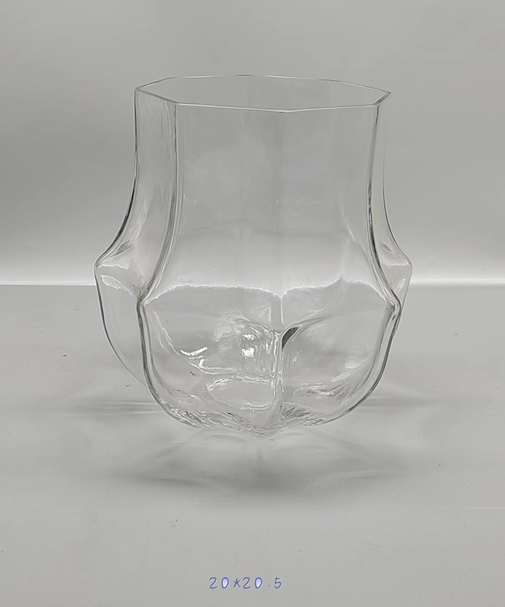 Clear glass vase made by hands