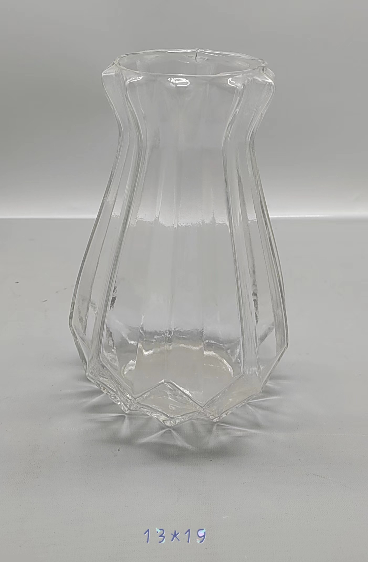 Clear glass vase made by hands