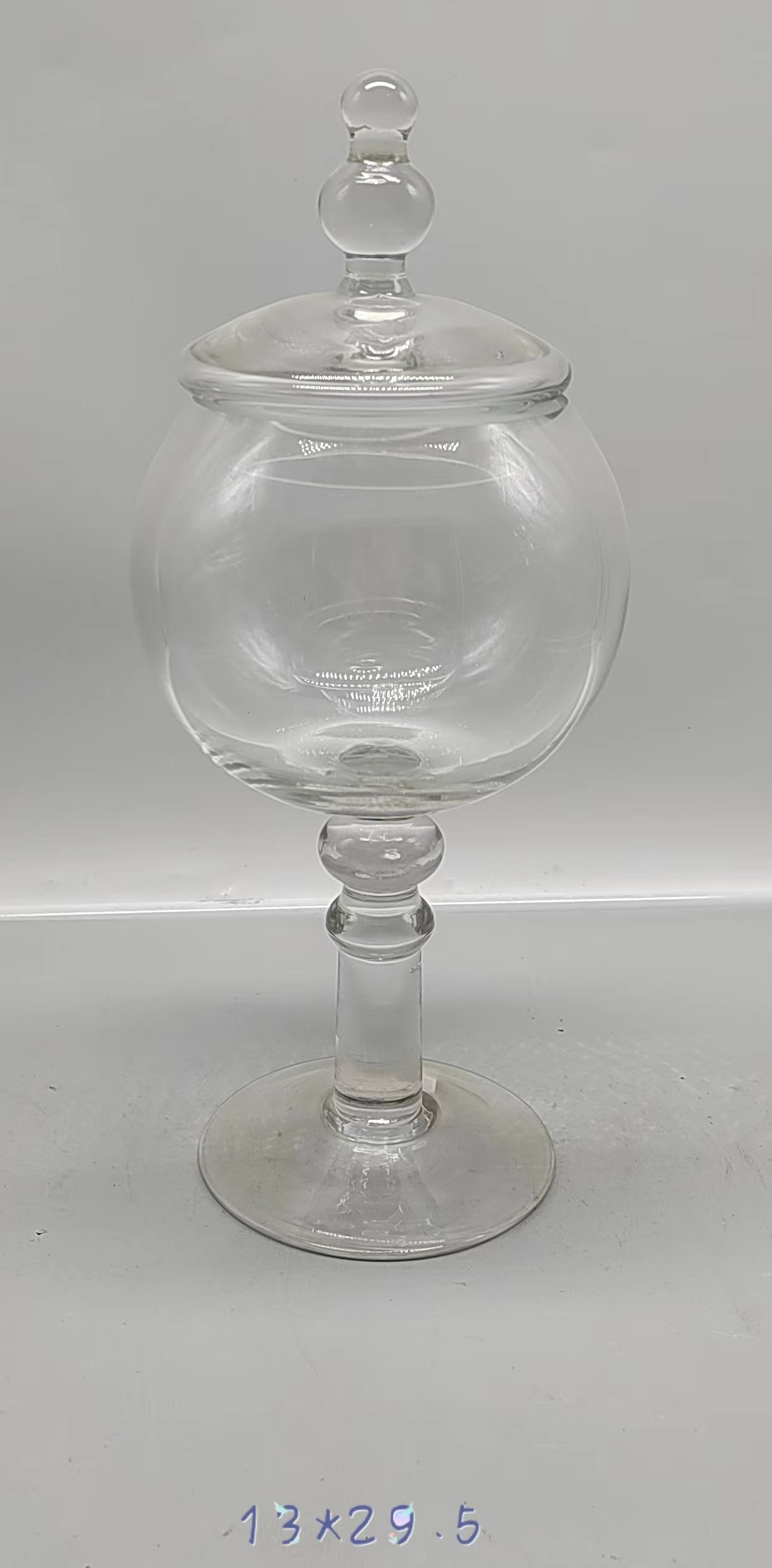 Clear Glass candy  jar made by hands