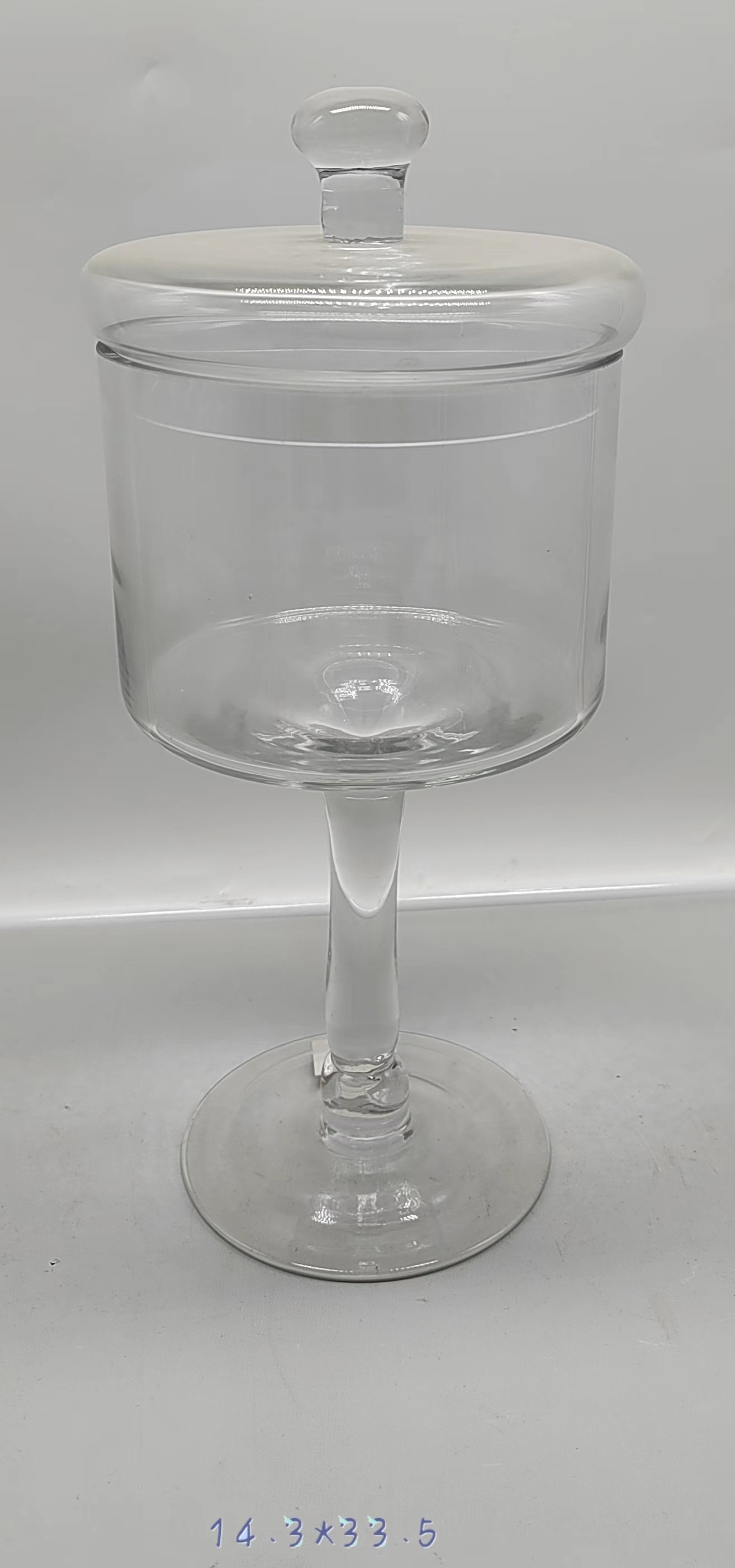 Clear Glass candy  jar made by hands