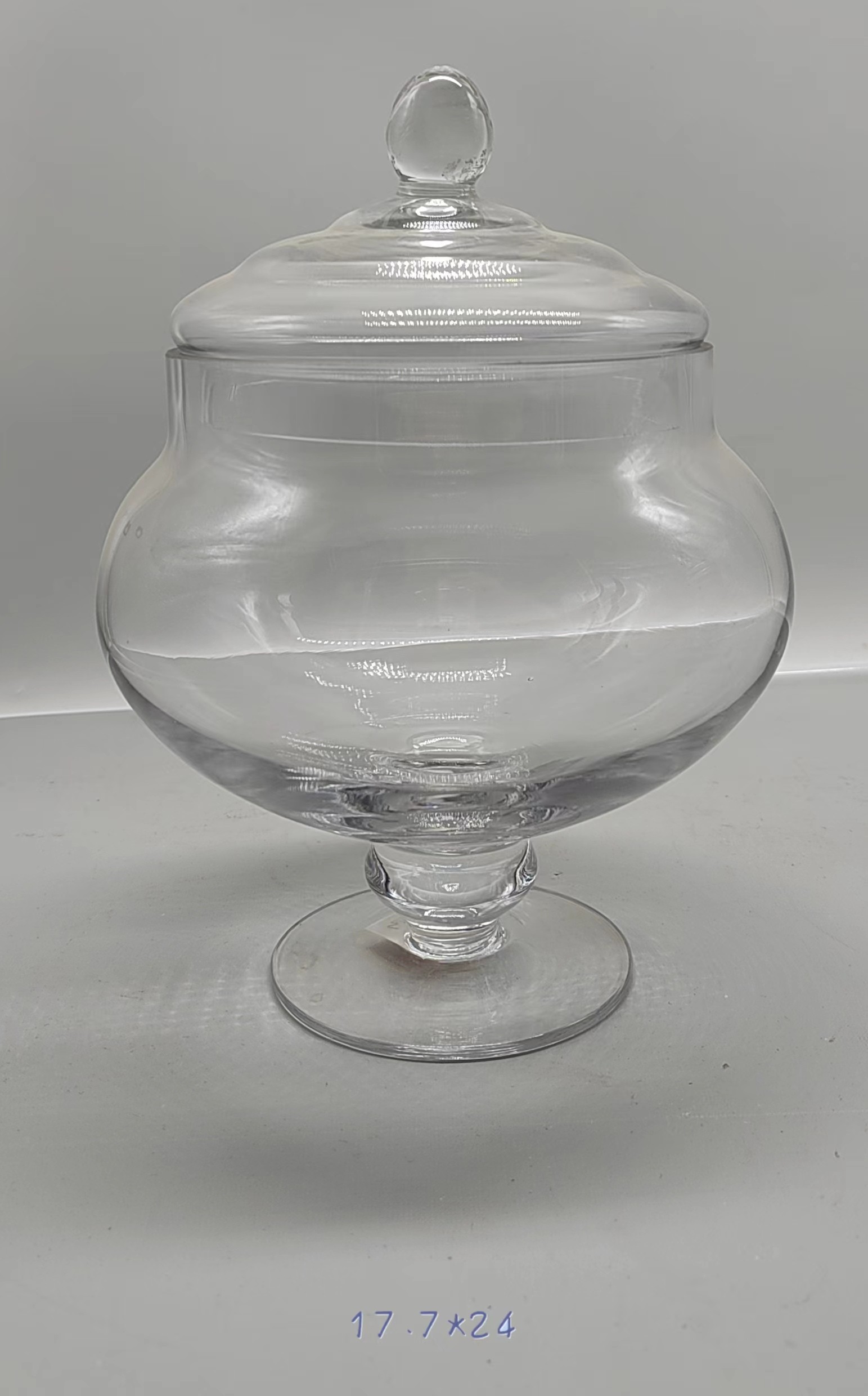 Clear Glass candy  jar made by hands