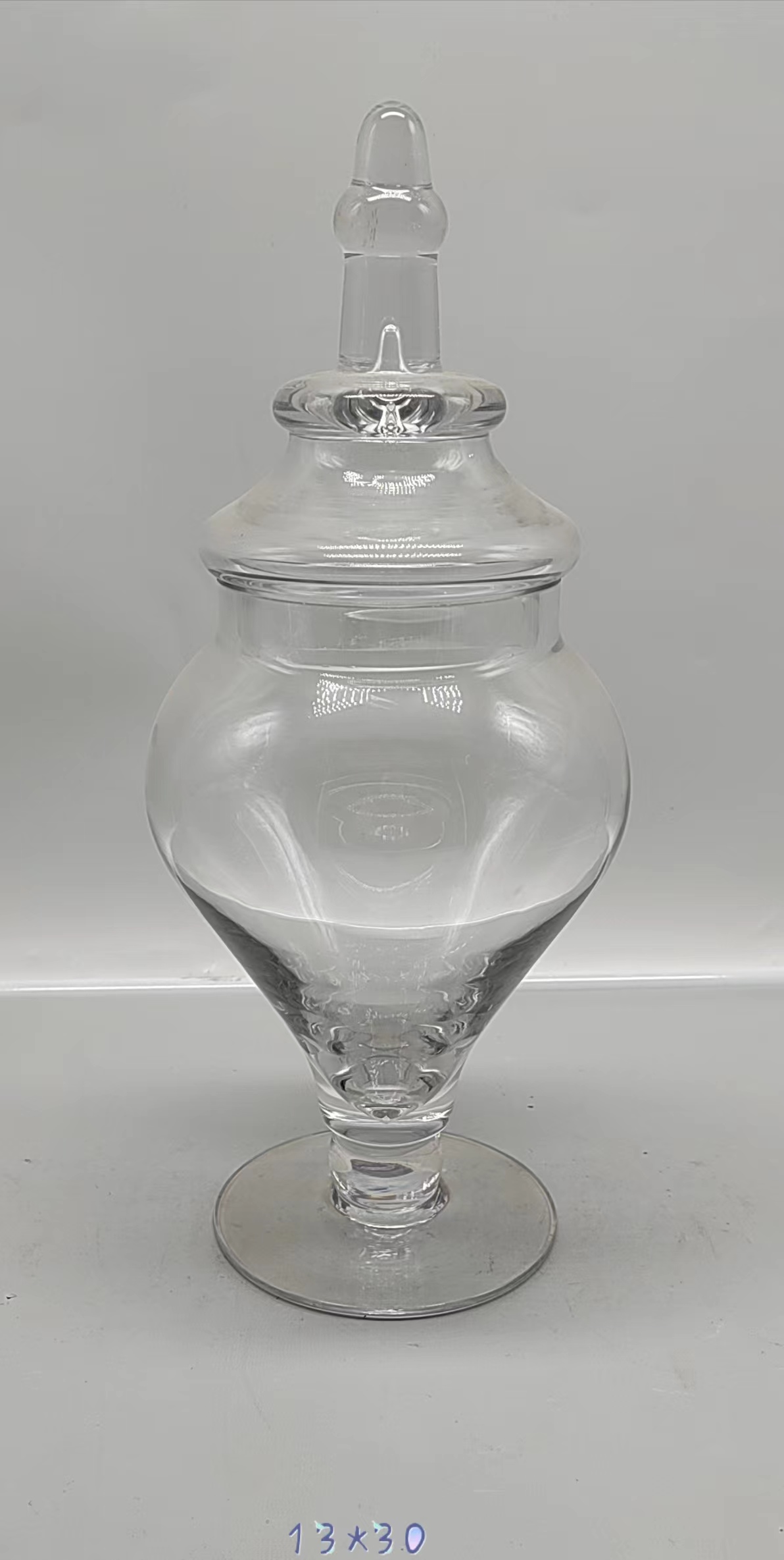 Clear Glass candy  jar made by hands