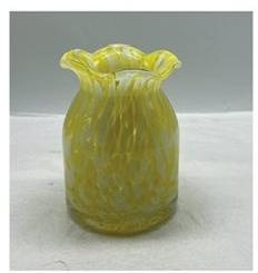 Glass vase in primary yellow color