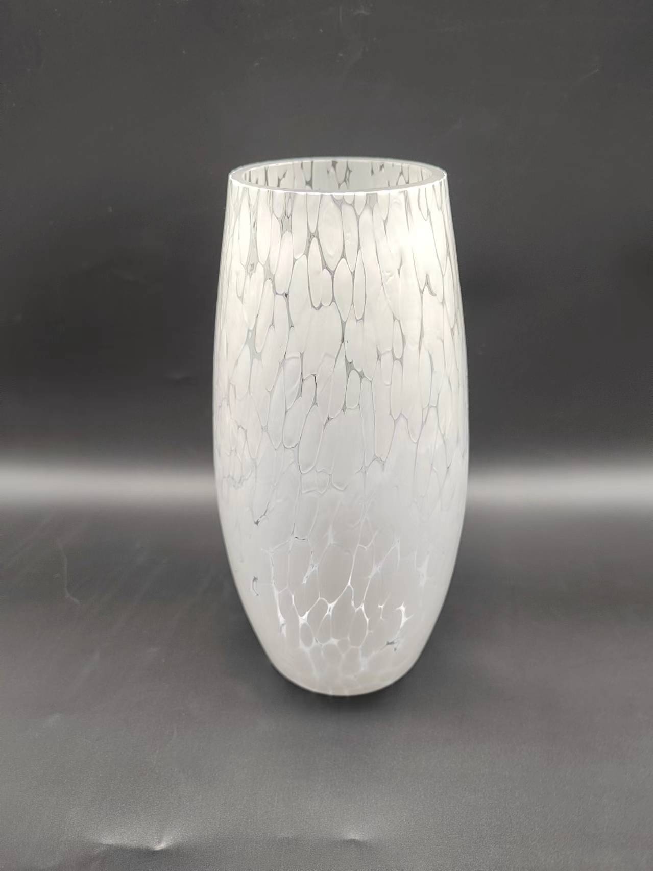 glass vase with white dot