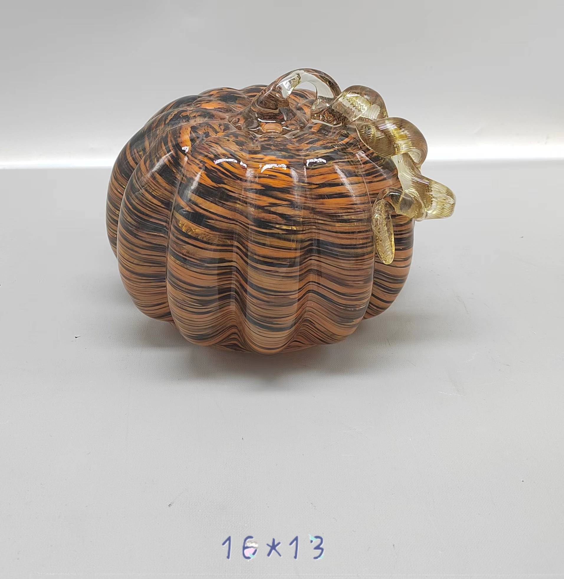 Glass pumpkin  for Halloween in primary color  hand-made