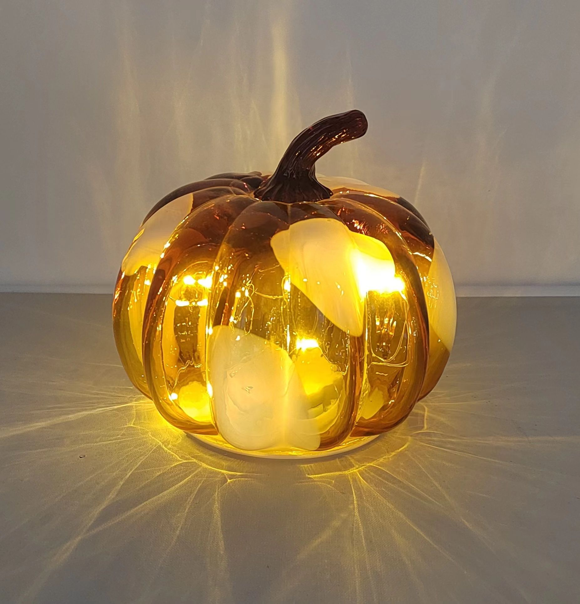 Glass pumpkin  for Halloween with light