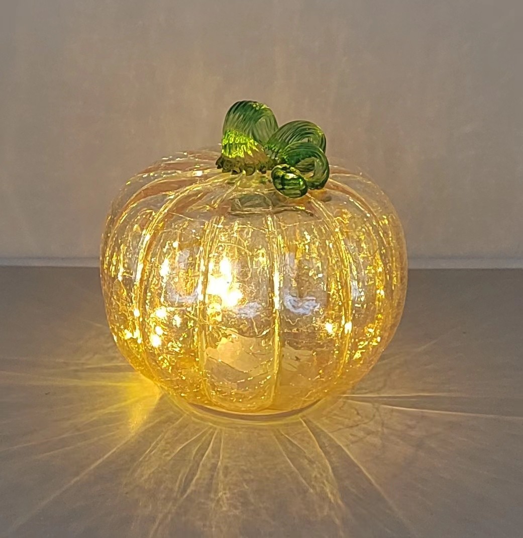 Glass pumpkin  for Halloween with light