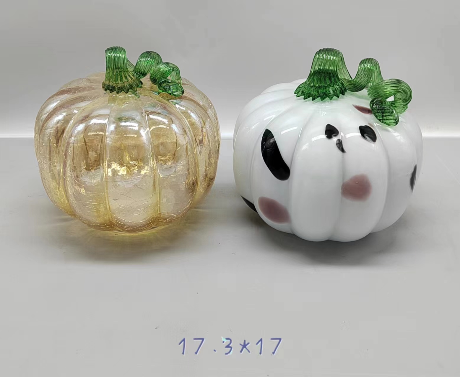 Glass pumpkin  for Halloween in primary color  hand-made