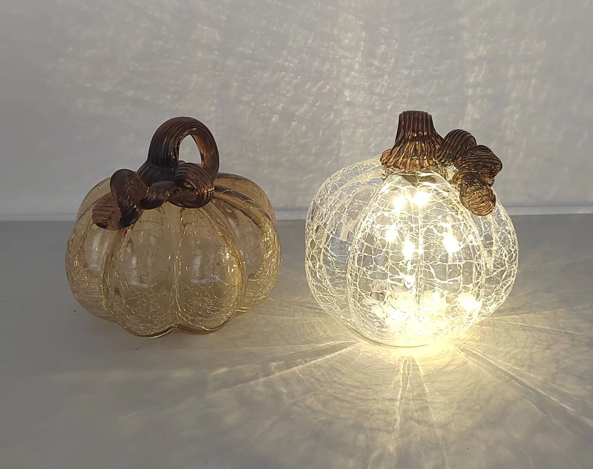 Glass pumpkin  for Halloween with light