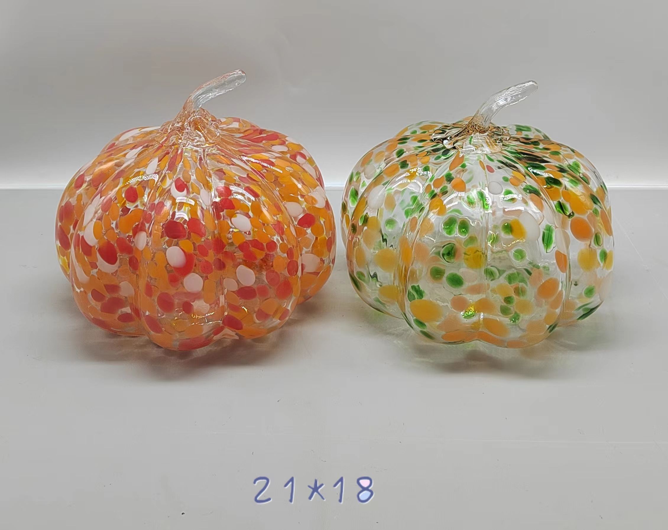 Glass  pumpkin for halloween in primary color made-hand