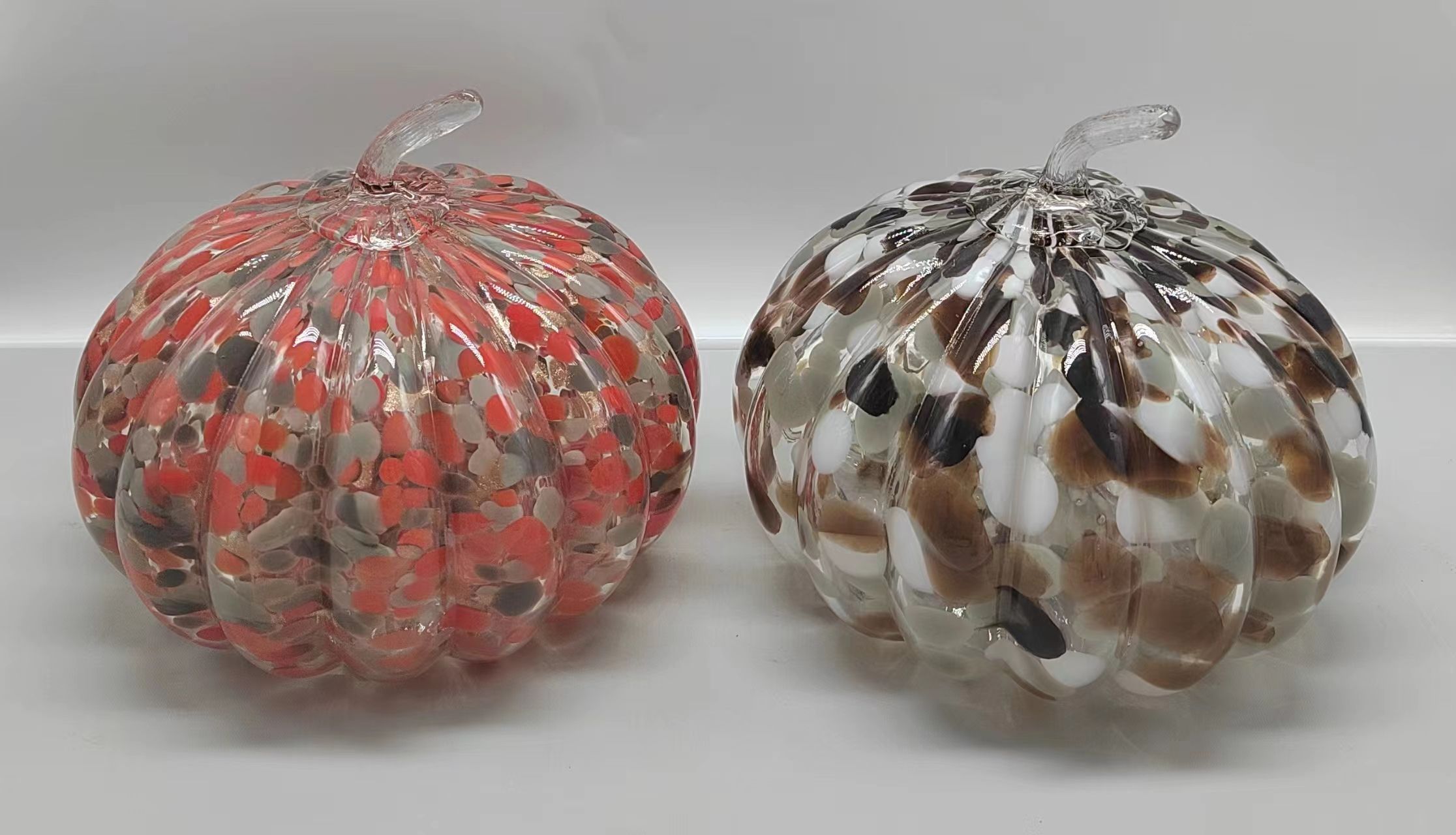 Glass pumpkin  for Halloween in primary color  hand-made