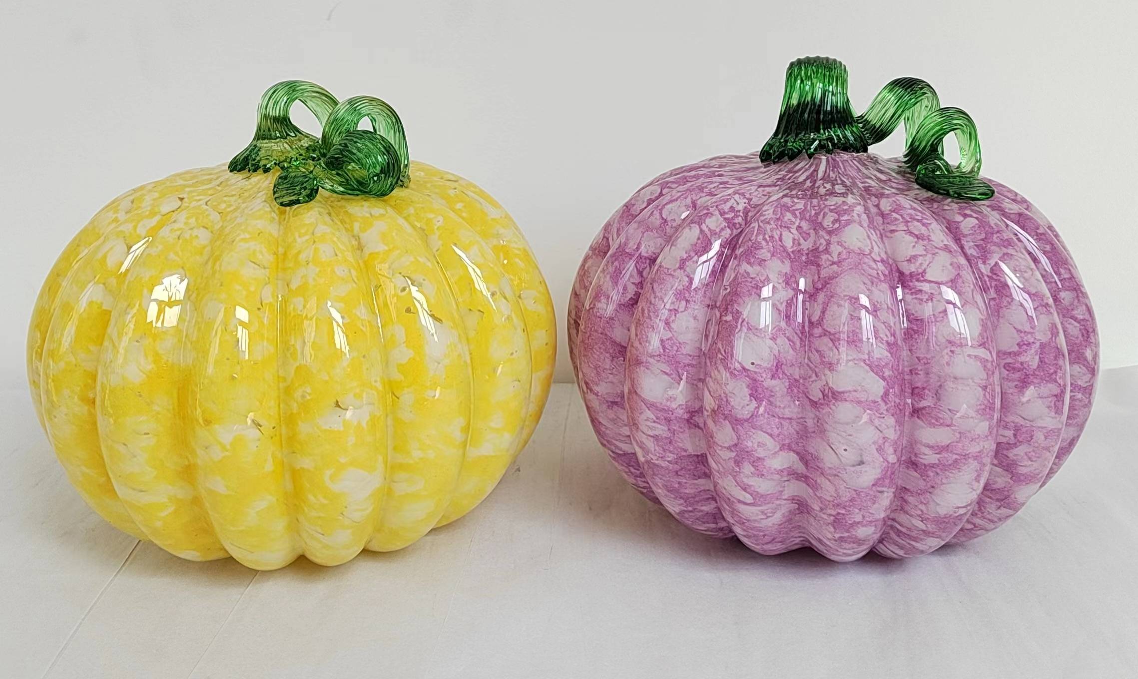 Glass pumpkin  for Halloween in primary color  hand-made