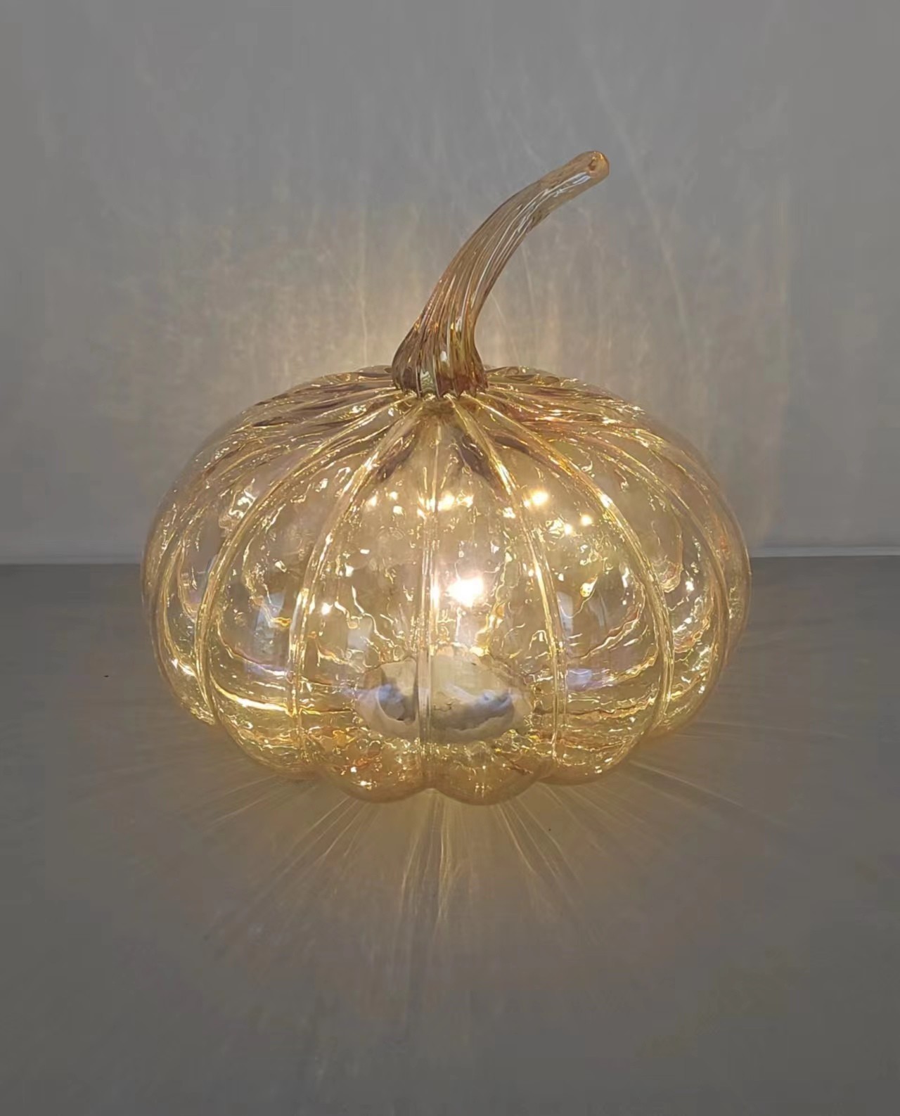 Big glass pumpkin  for Halloween with light