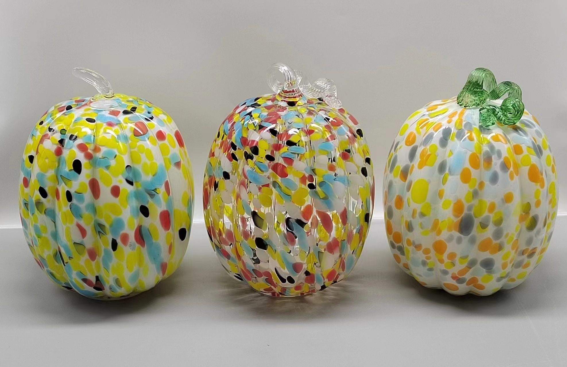 Glass pumpkin  for Halloween in primary color  hand-made