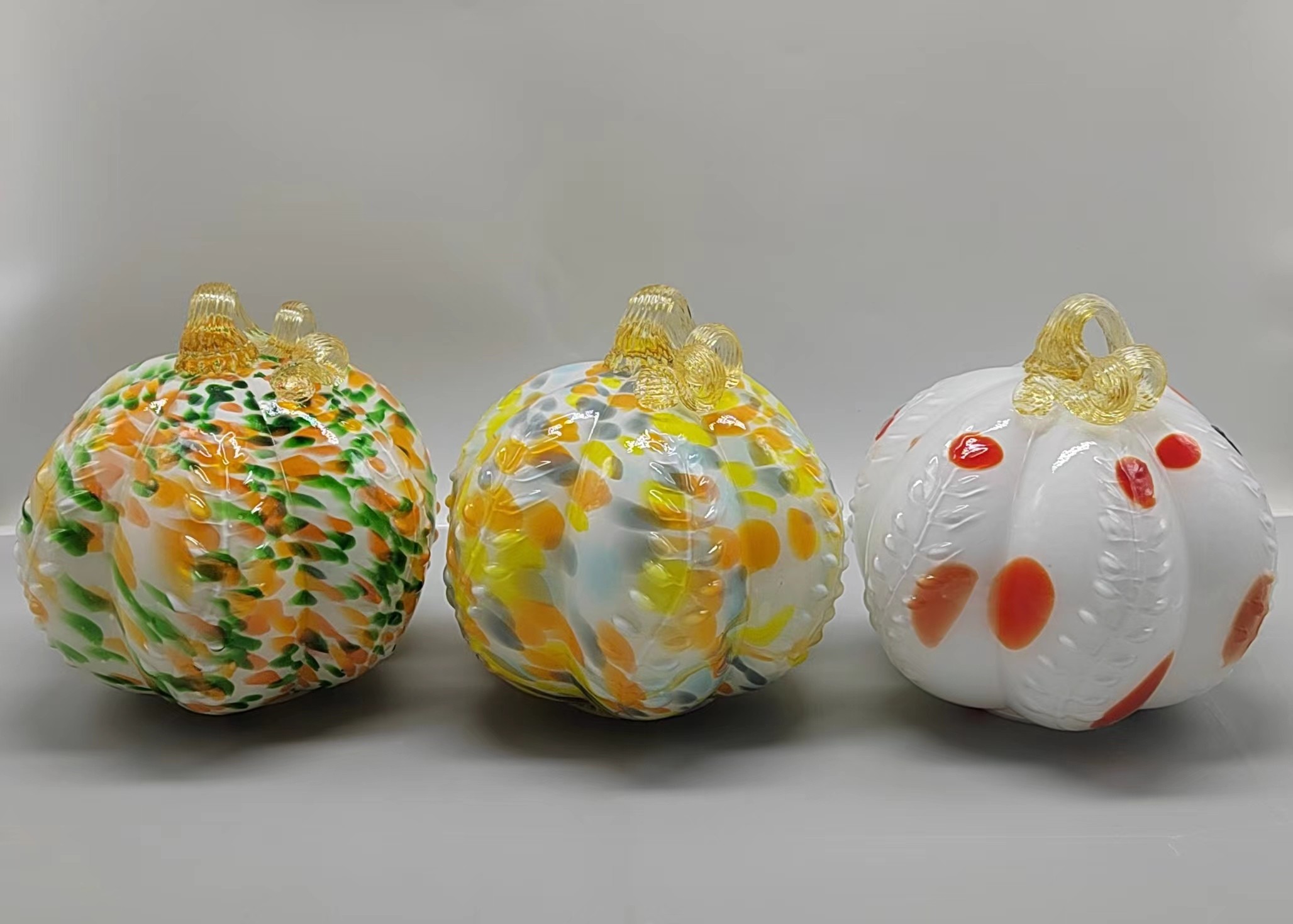 Glass pumpkin  for Halloween in primary color  hand-made