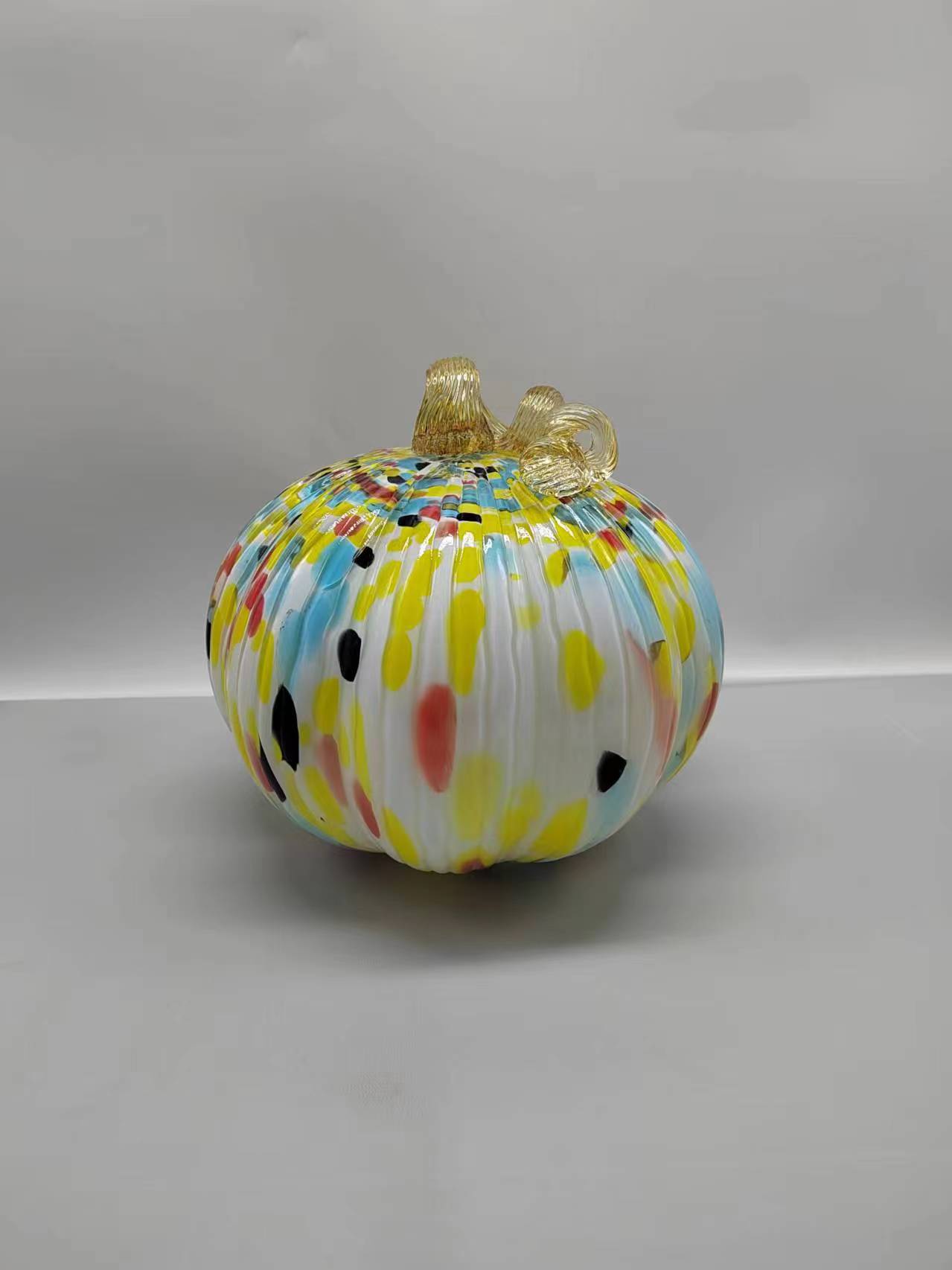 Glass pumpkin  for Halloween in primary color  hand-made