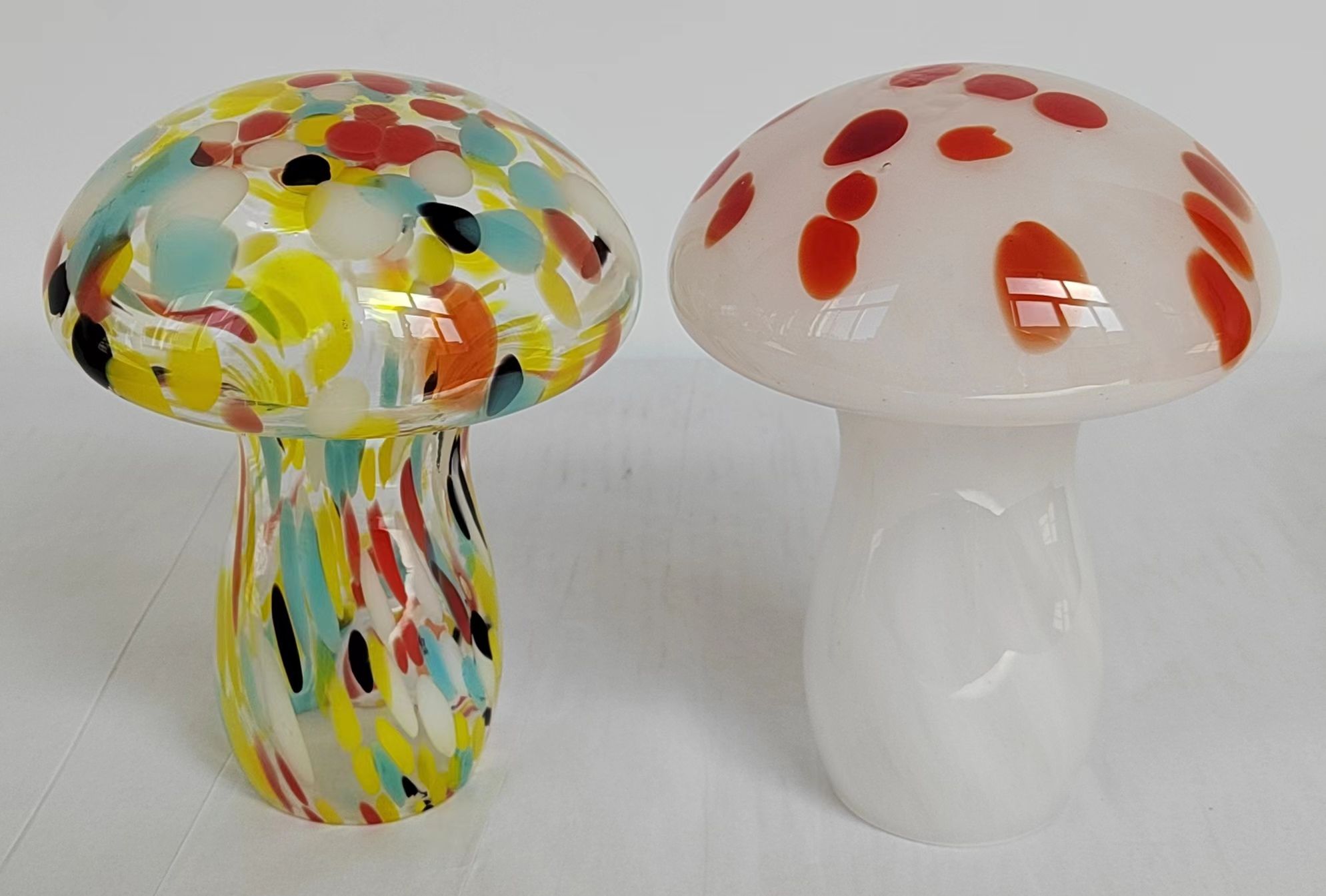Colorful Glass mushroom in primary color  hand-made