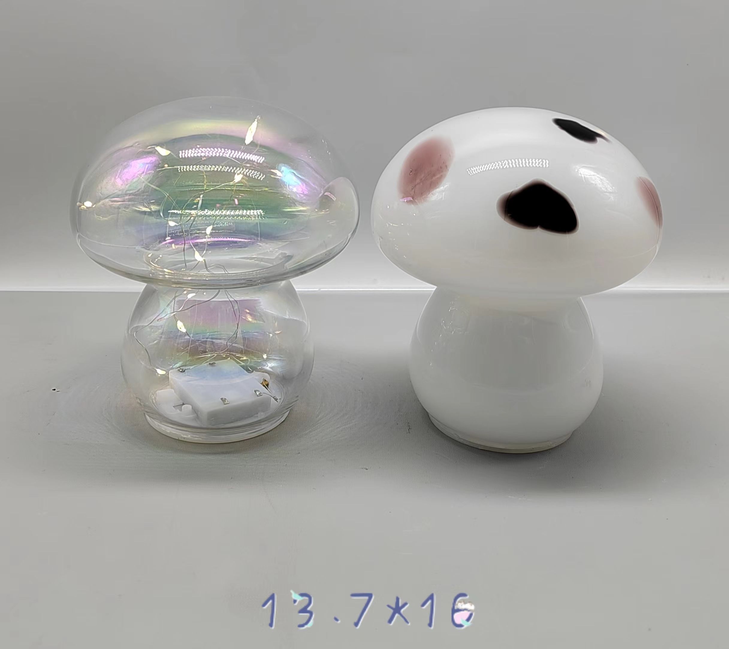 Glass mushroom  with light