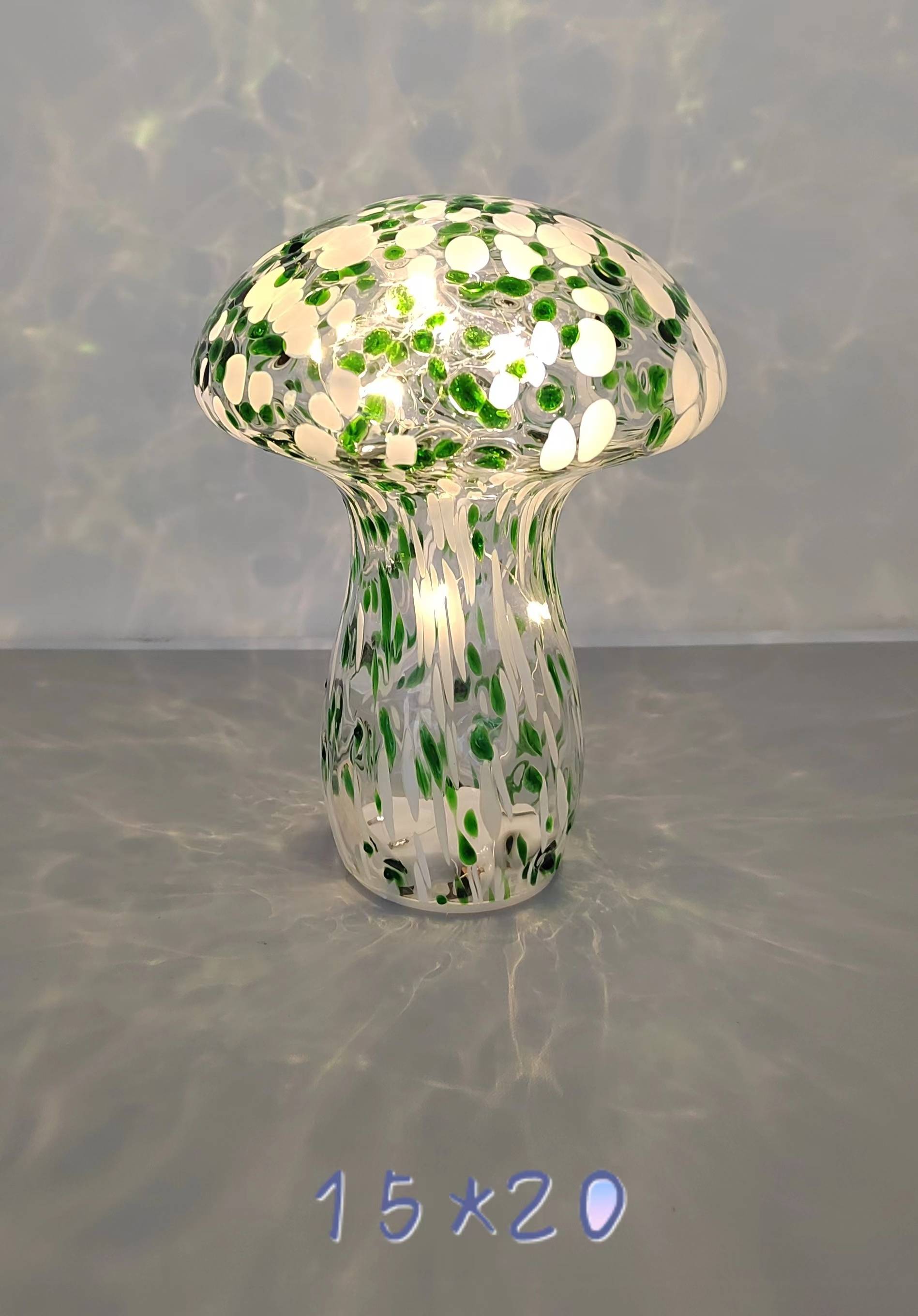  Glass mushroom with light in primary color  hand-made