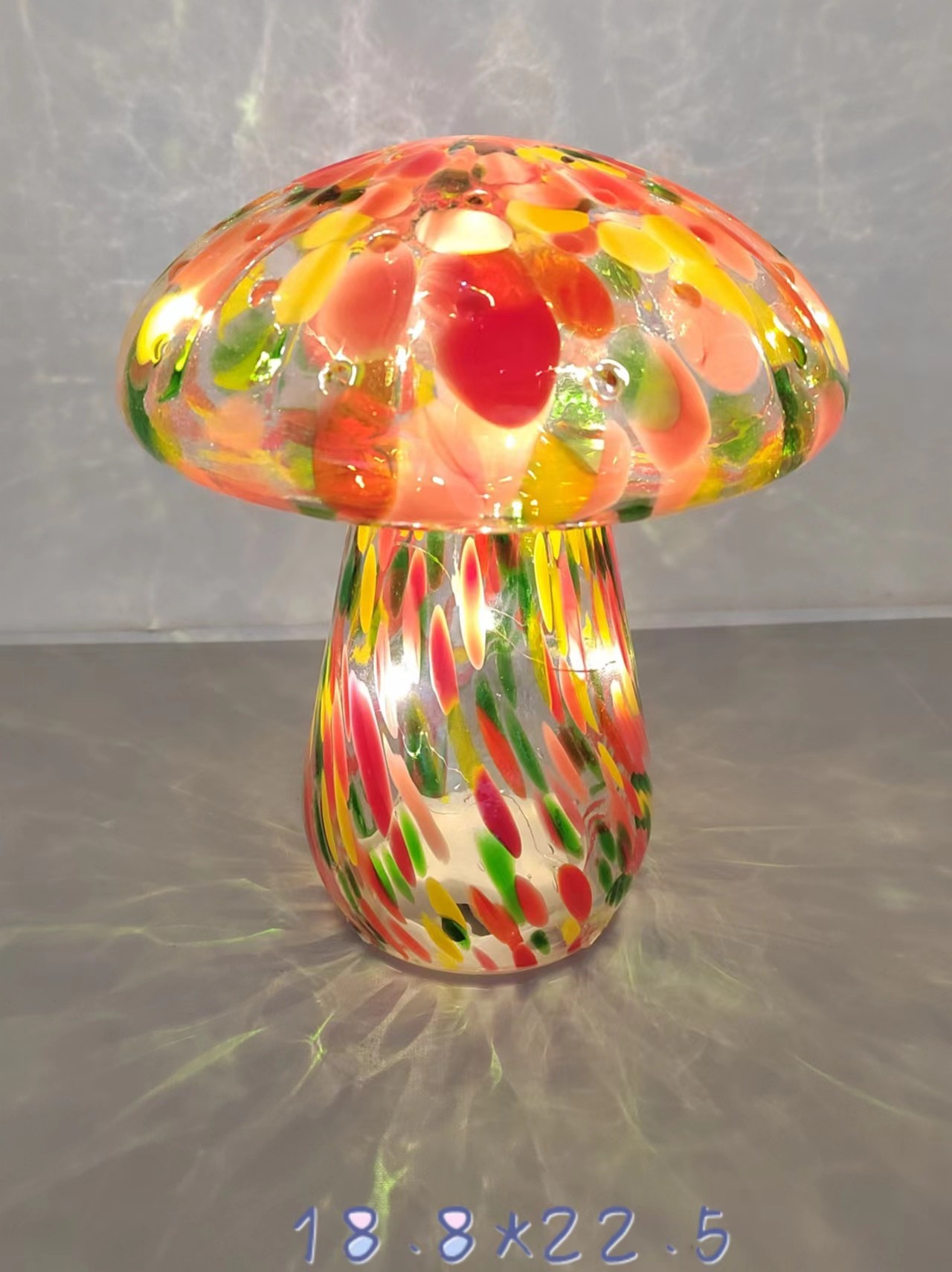 Glass mushroom in primary color with light
