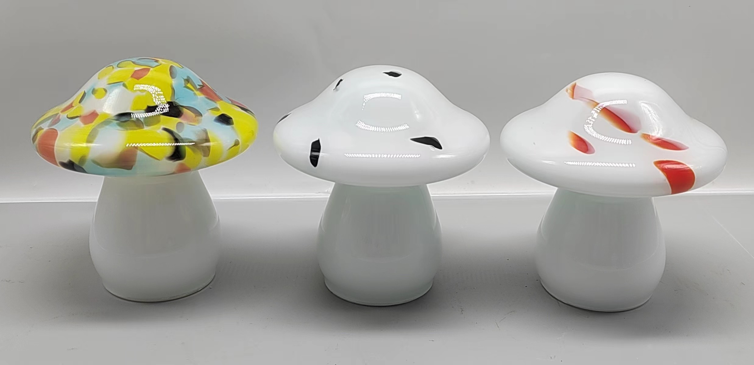 Colorful Glass mushroom in primary color  hand-made