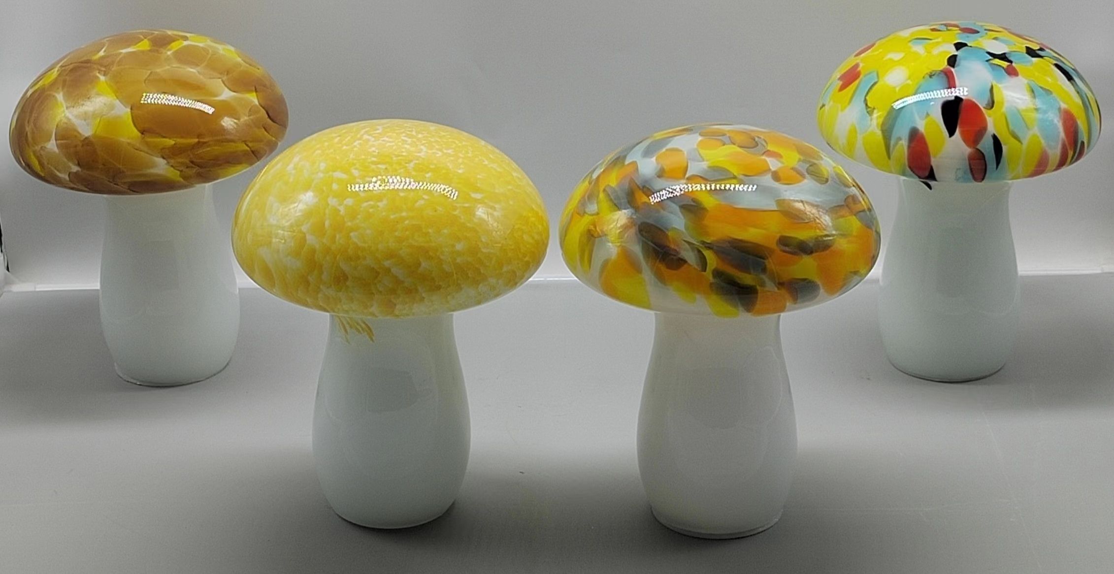 Colorful Glass mushroom in primary color  hand-made