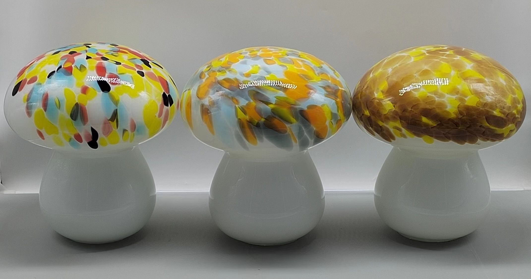 Colorful Glass mushroom in primary color  hand-made