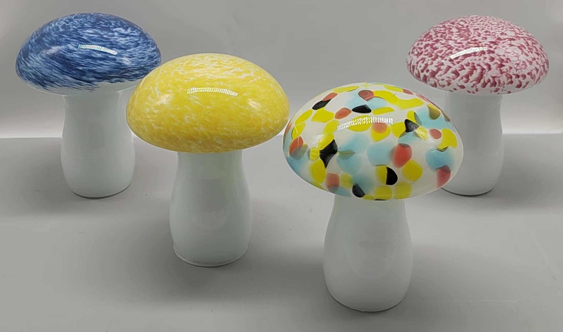 Colorful Glass mushroom in primary color  hand-made