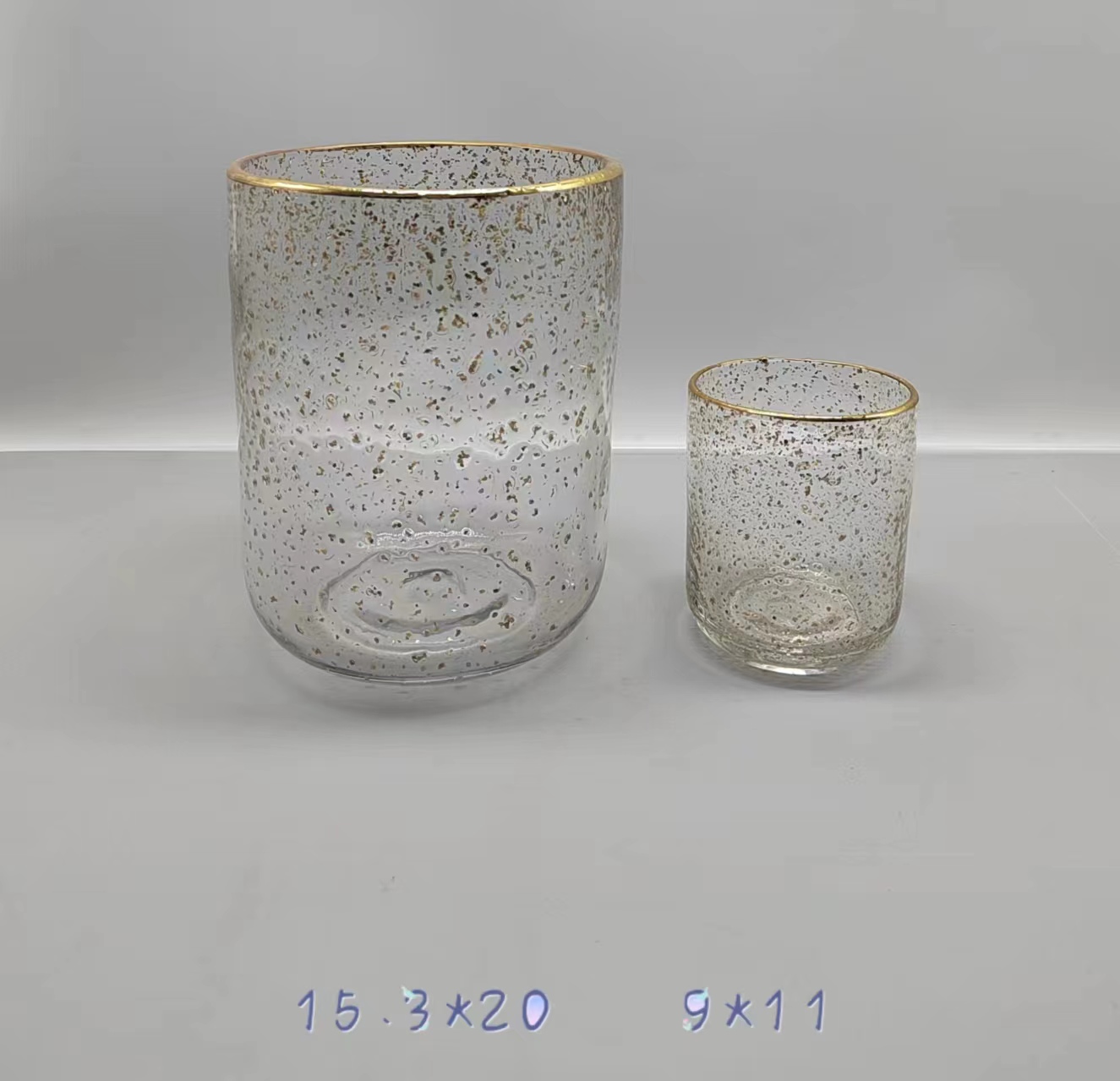 Glass dot Vases with gold rim