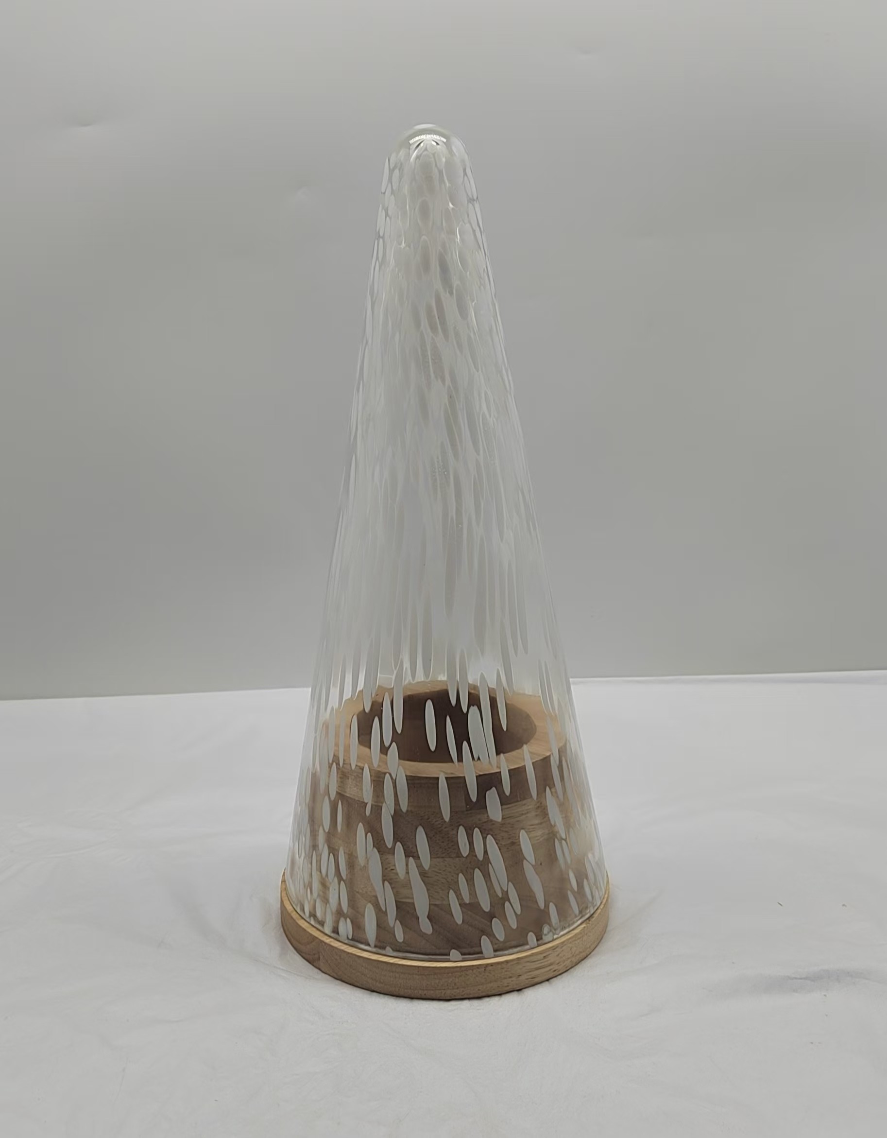 Glass  Christmas tree  with wooden base hand-made