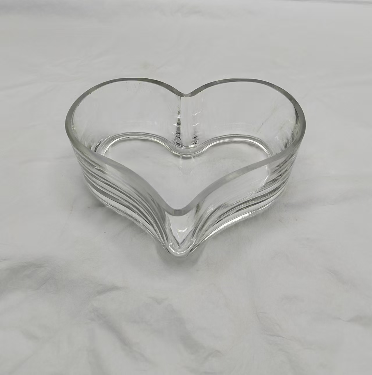 Clear heart-shaped glass vase 