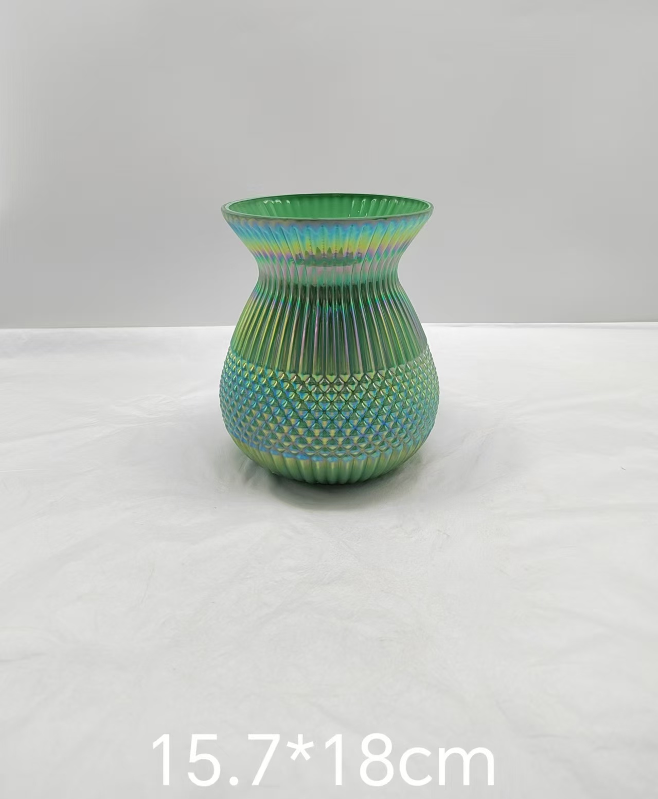 Green glass vase in primary color